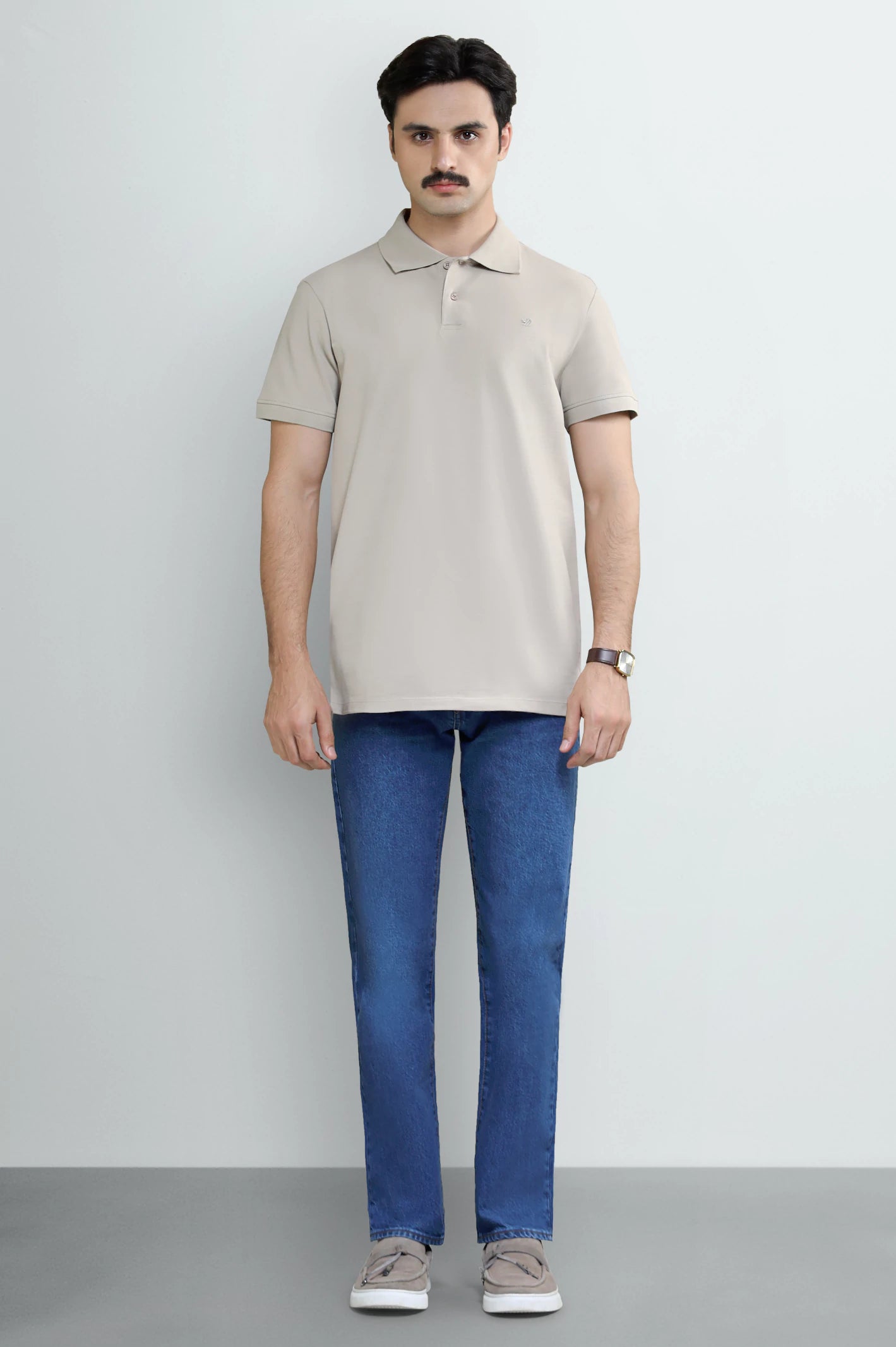Beige Tipping Collar Polo - Image 2