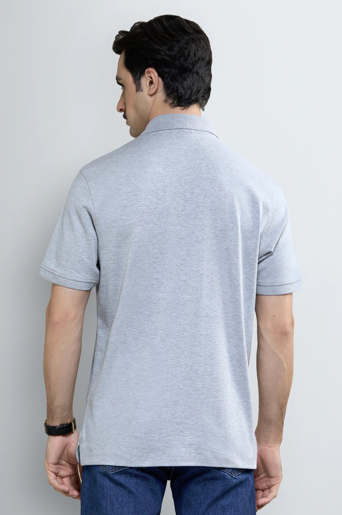 Heather Grey Tipping Collar Polo - Image 3