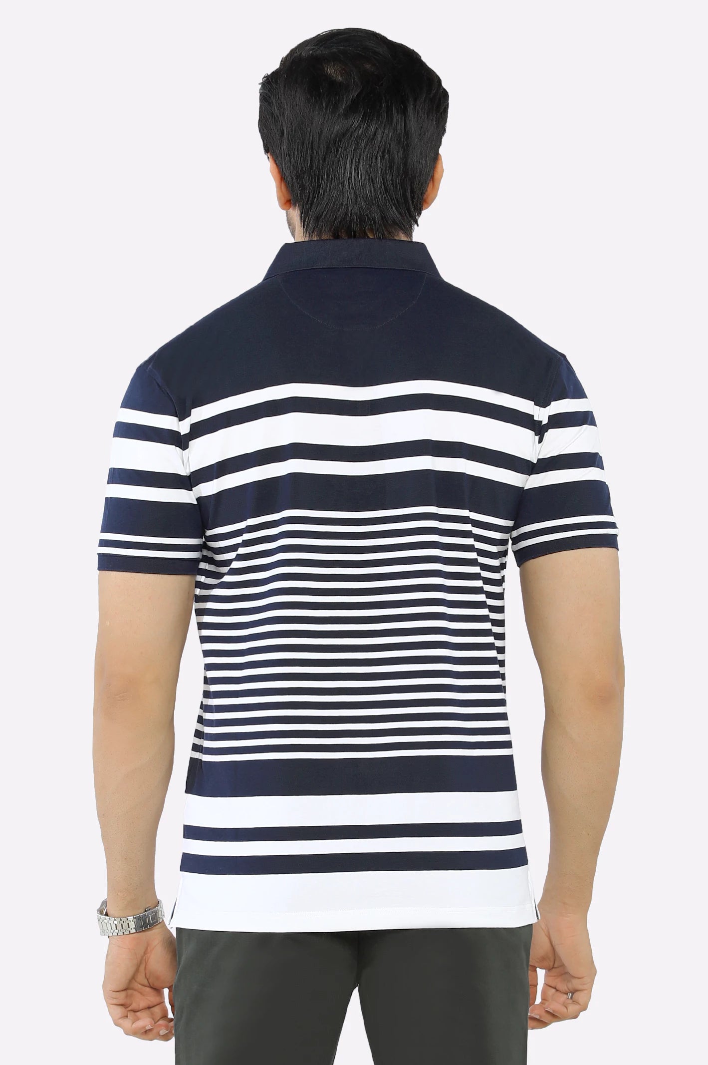 Navy Blue Yarn Dyed Polo - Image 2
