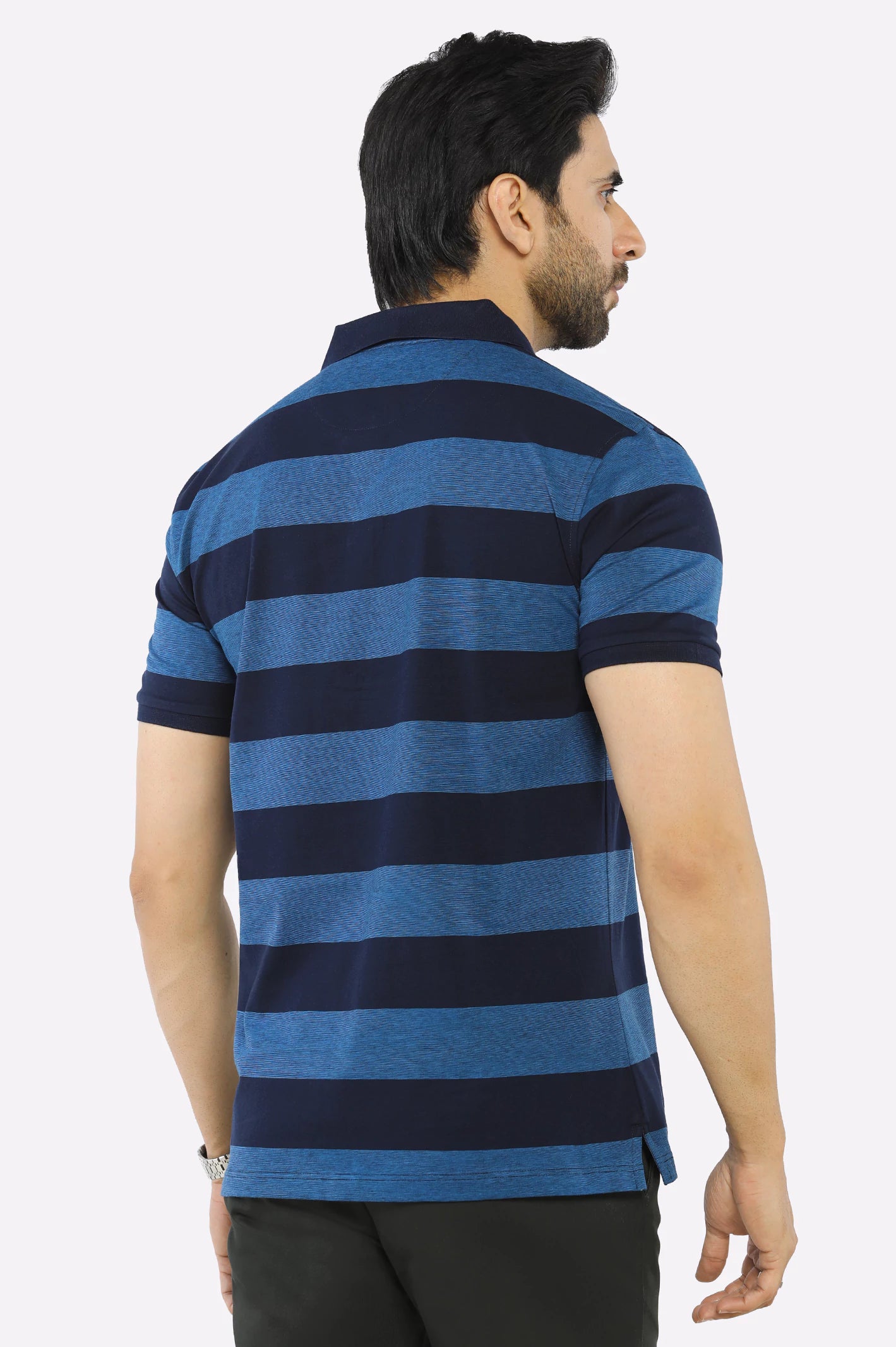 Navy Blue Yarn Dyed Polo - Image 2