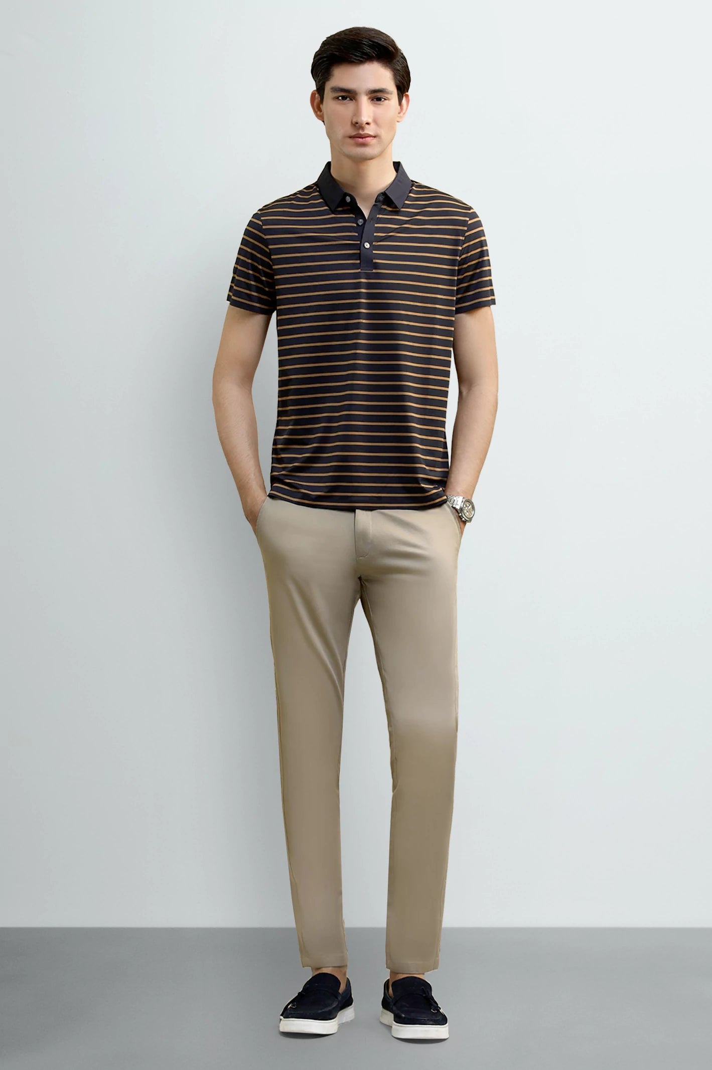 Black Striped Polo Shirt - Image 2