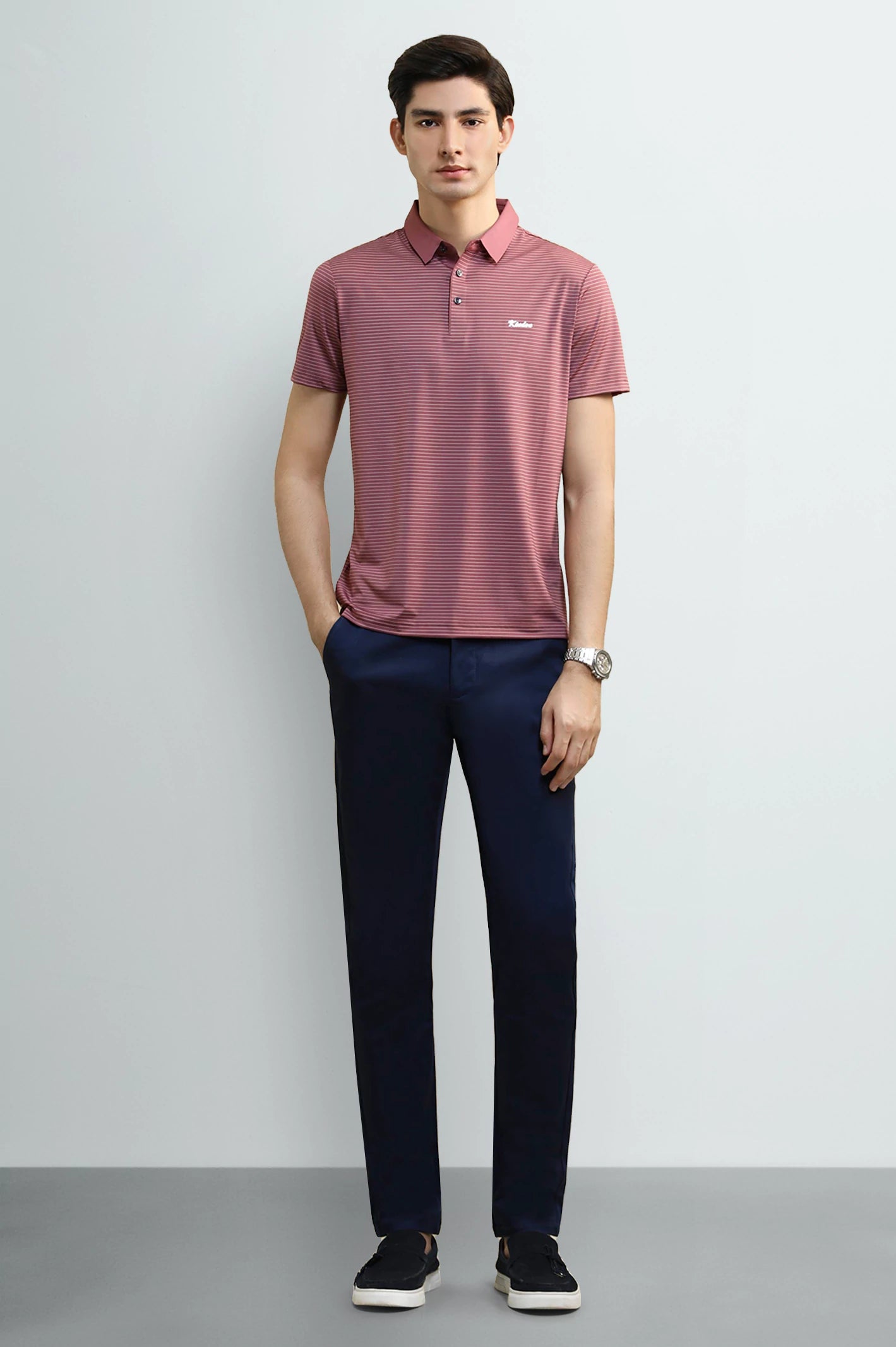 Men's Striped Short-Sleeve Polo Shirt - Image 2