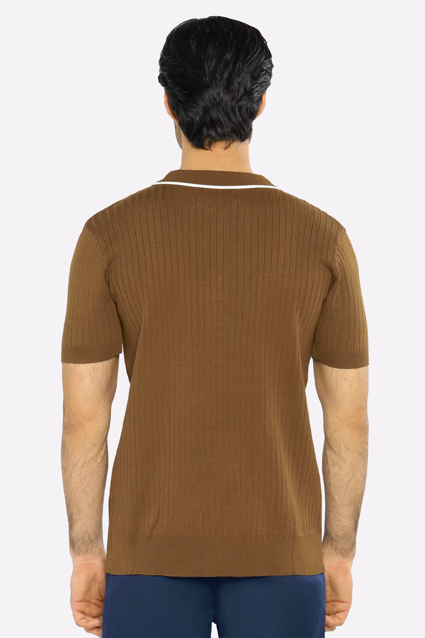 Coffee Flat Knit Polo - Image 3