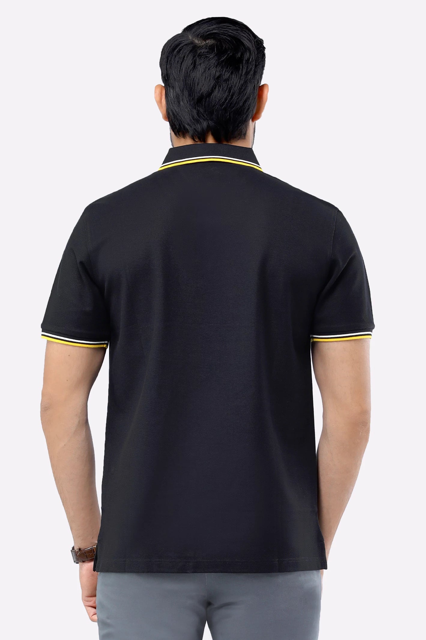 Black Mercerised Polo - Image 3