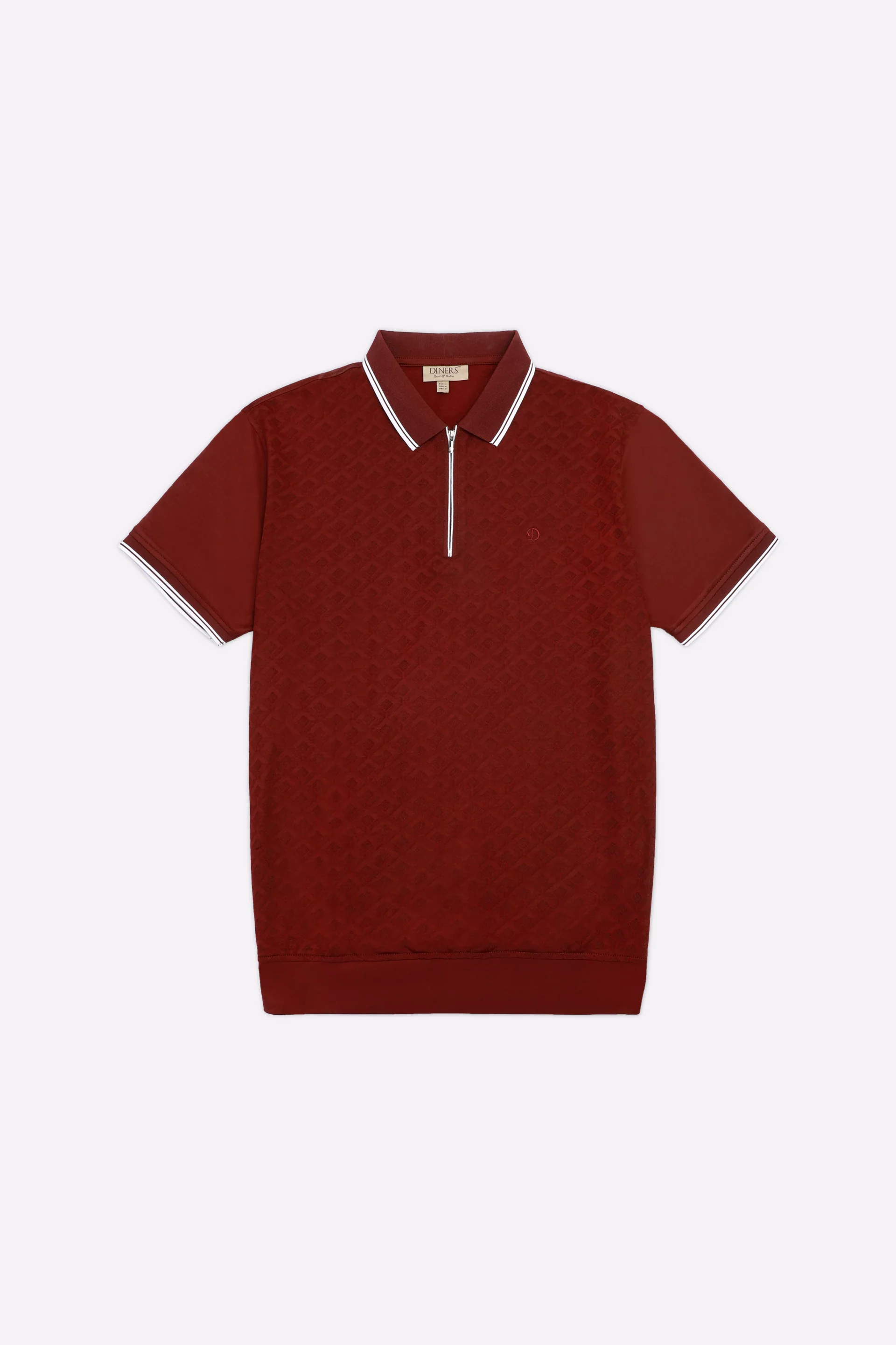 Maroon Jacquard Fashion Polo - Image 4