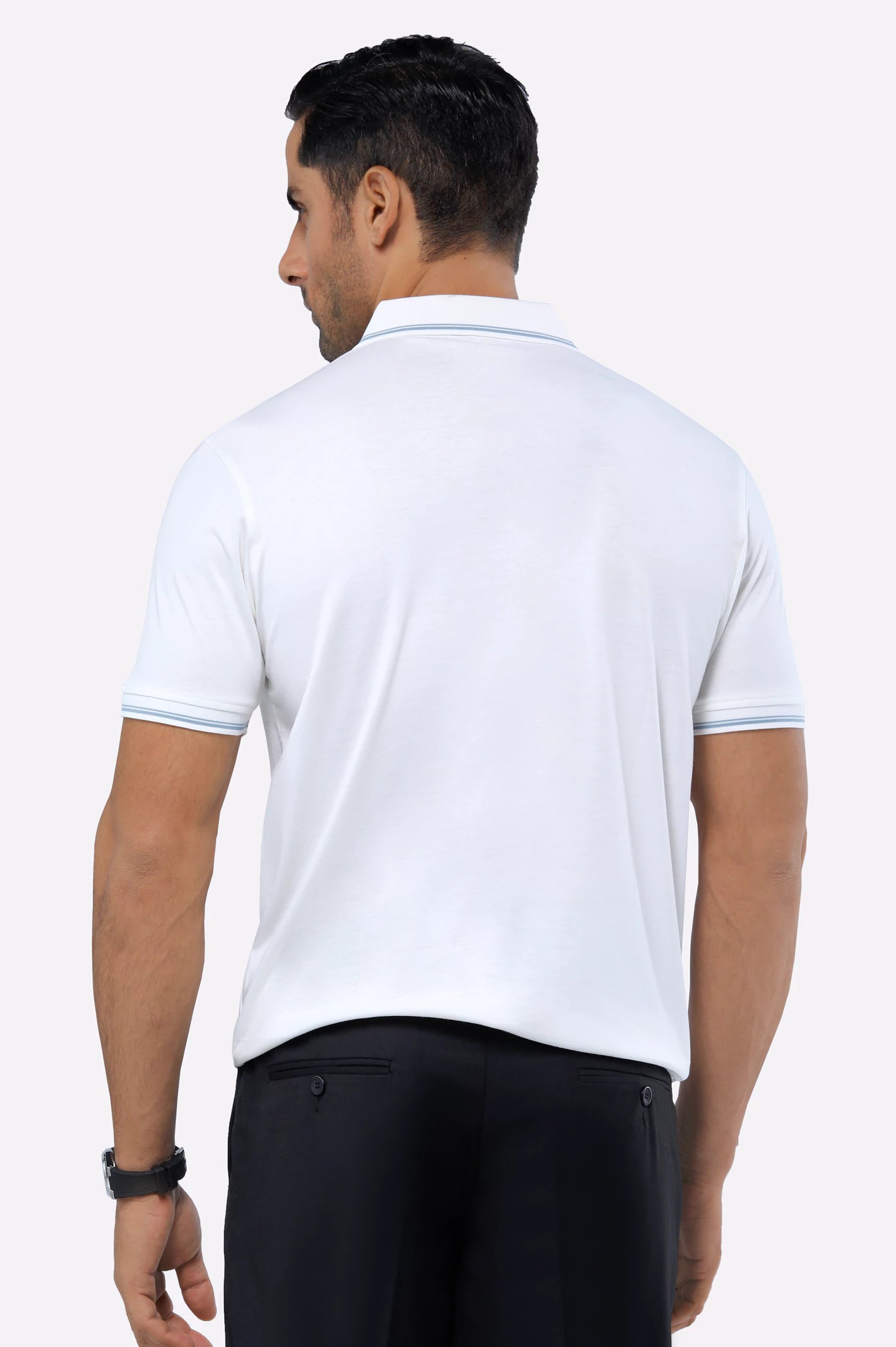 White Jacquard Fashion Polo - Image 3