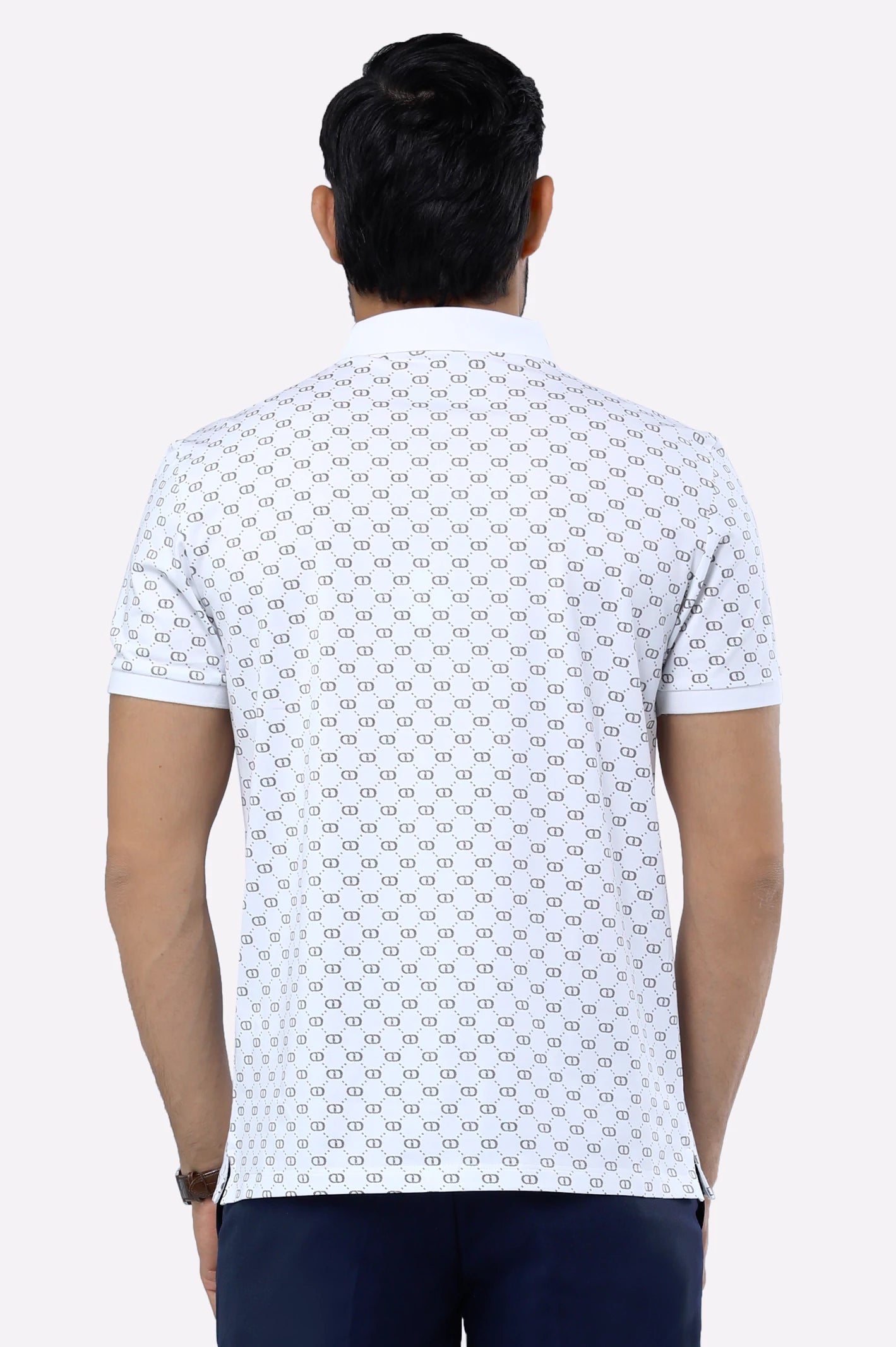 White Printed Polo - Image 3