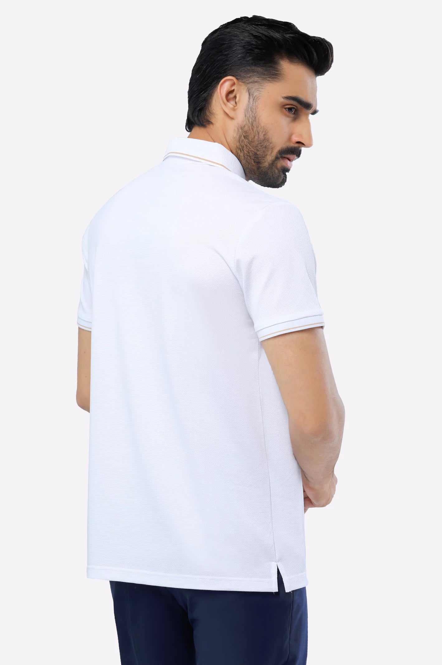 White Basic Mercerized Polo - Image 3