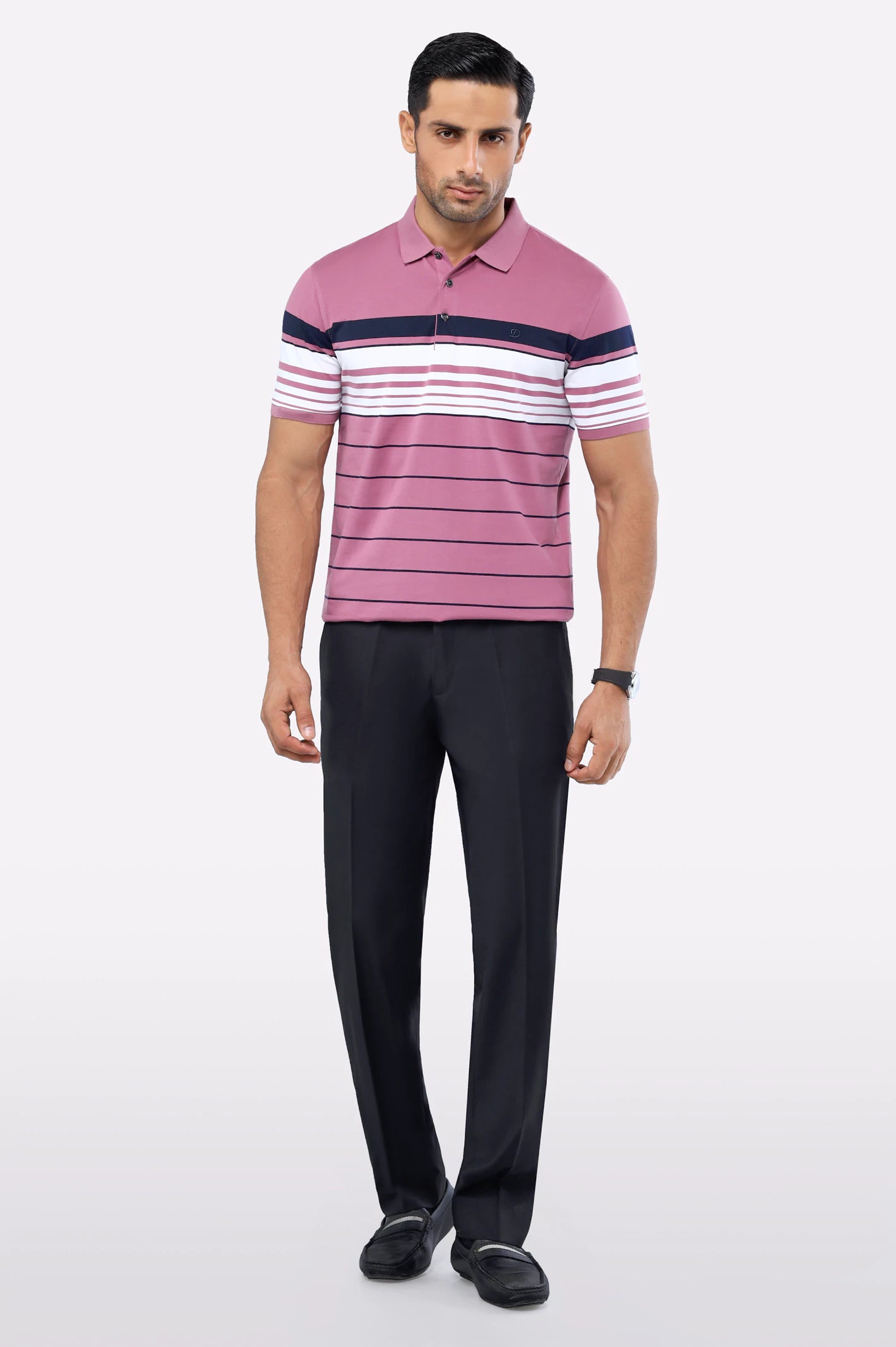 Pink Yarn Dyed Polo - Image 2