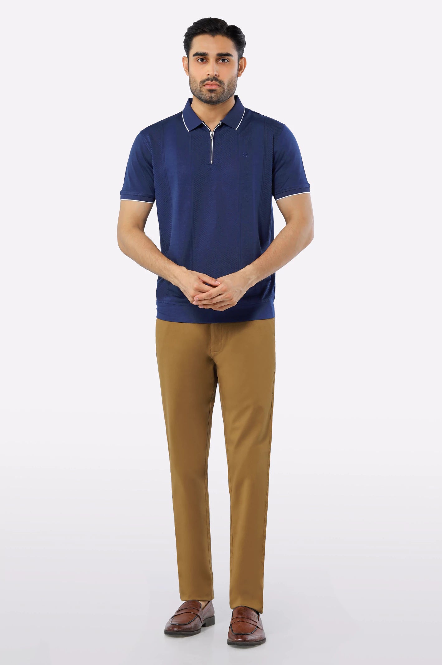 Navy Blue Mercerized Polo - Image 2