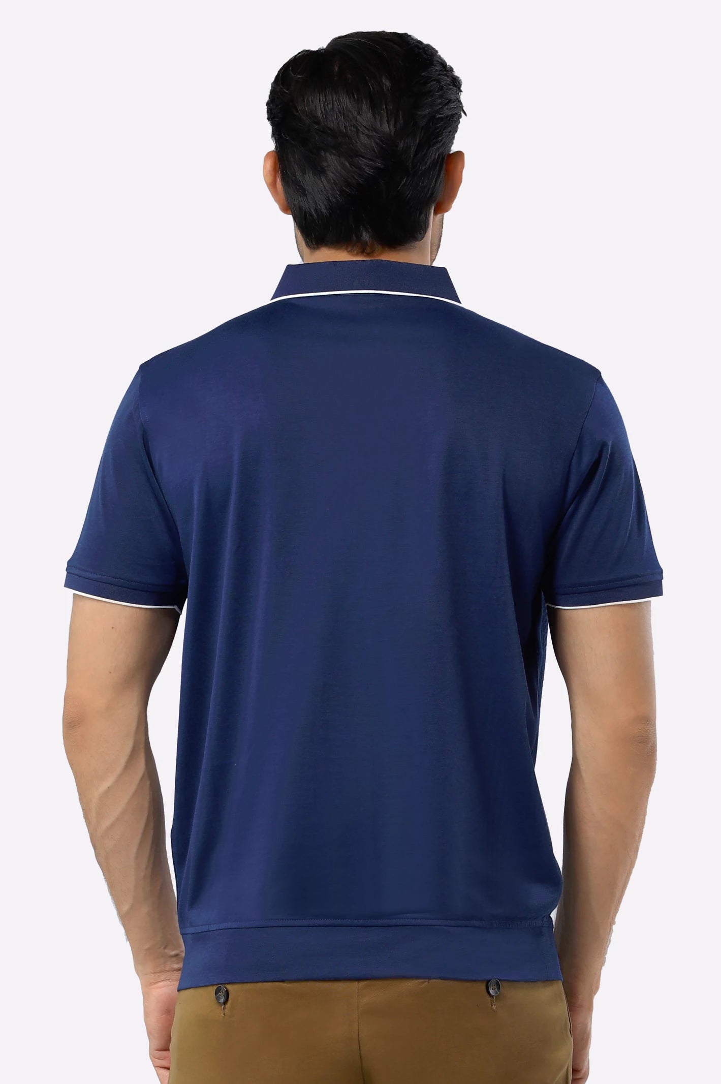 Navy Blue Mercerized Polo - Image 3