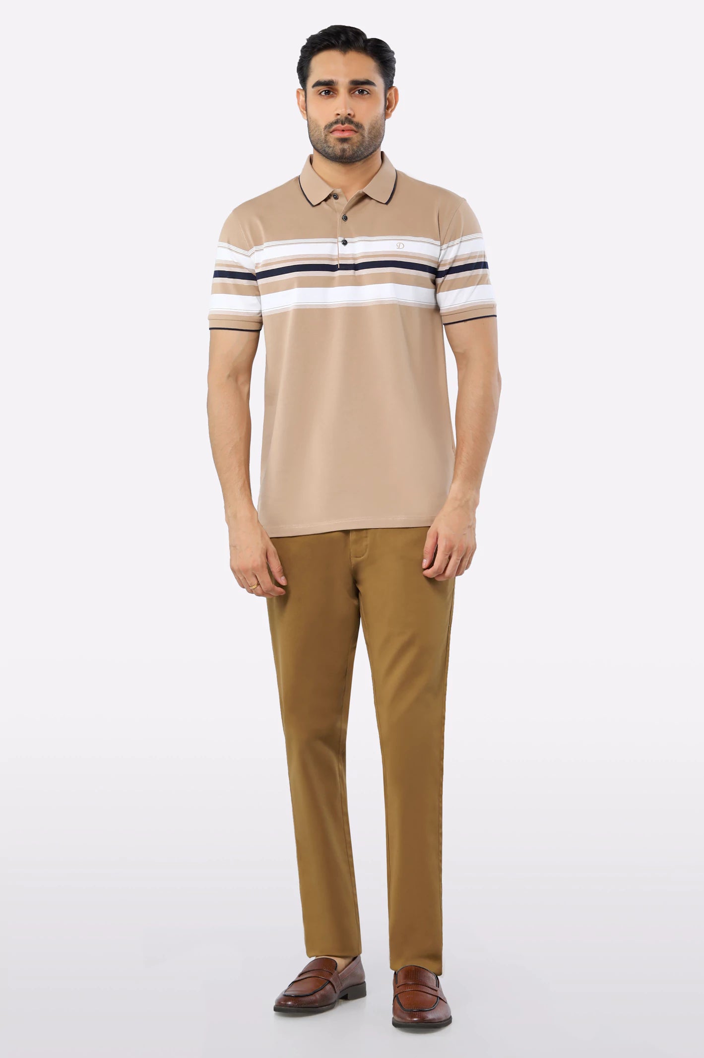 Beige Yarn Dyed Polo - Image 2