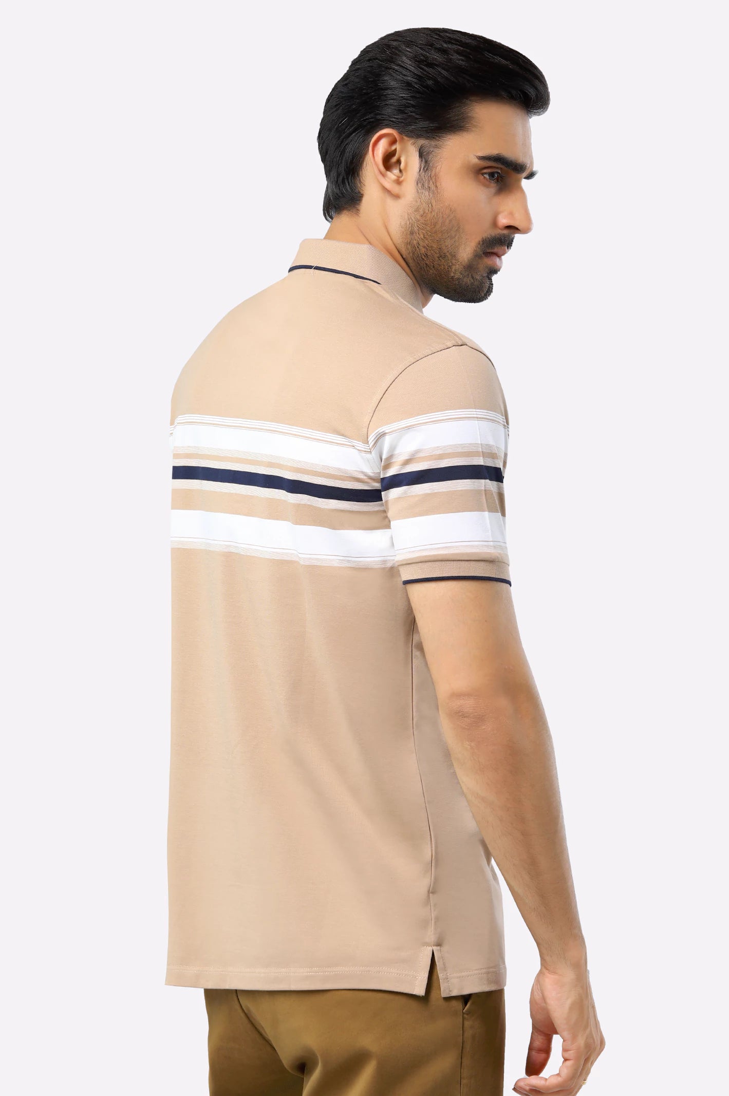 Beige Yarn Dyed Polo - Image 3