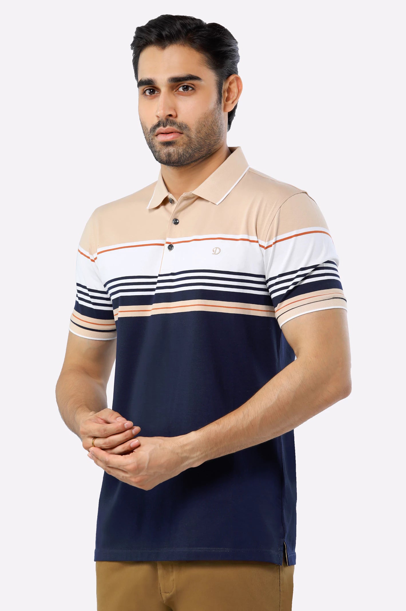Beige Yarn Dyed Polo