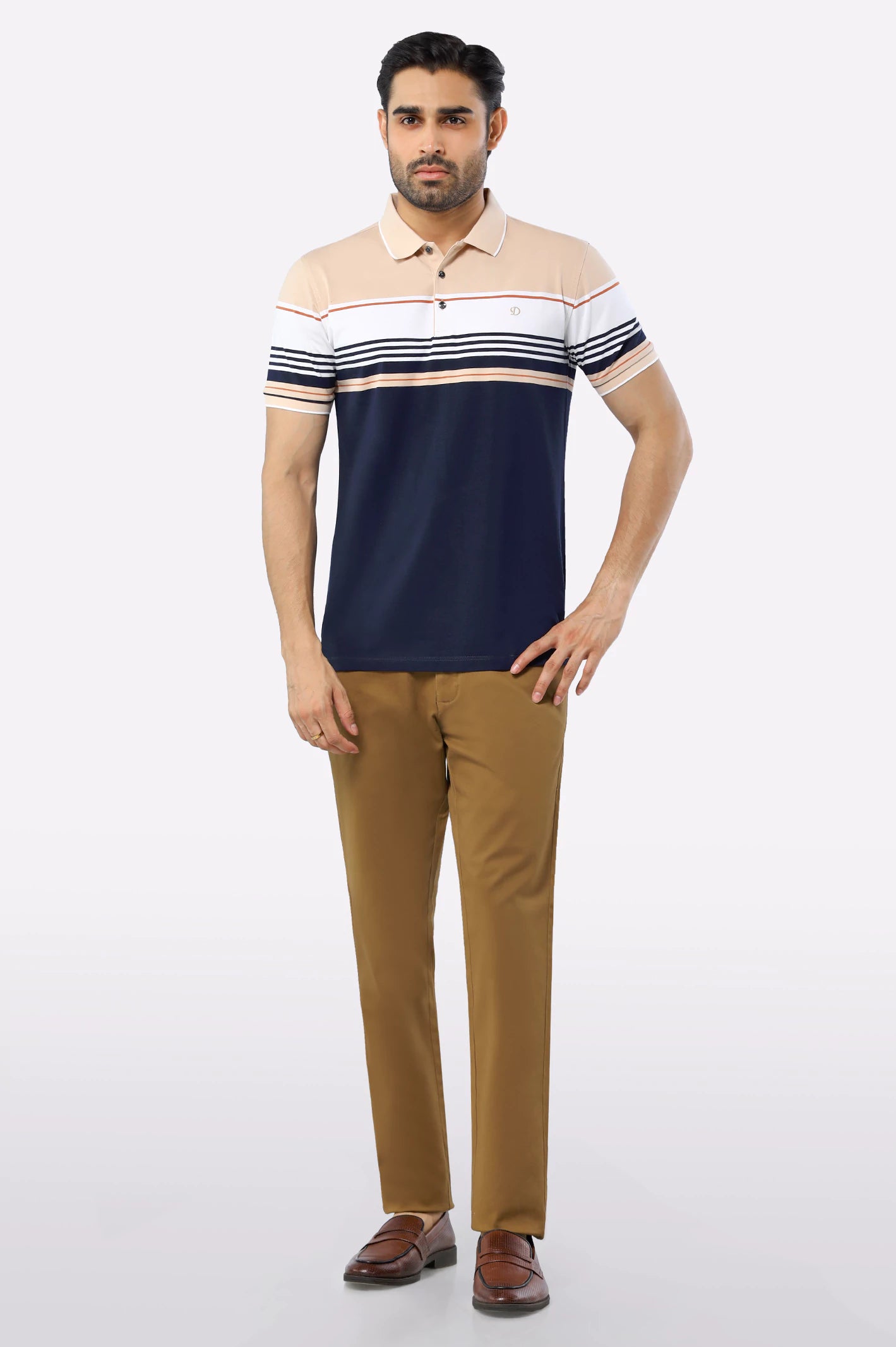 Beige Yarn Dyed Polo - Image 2