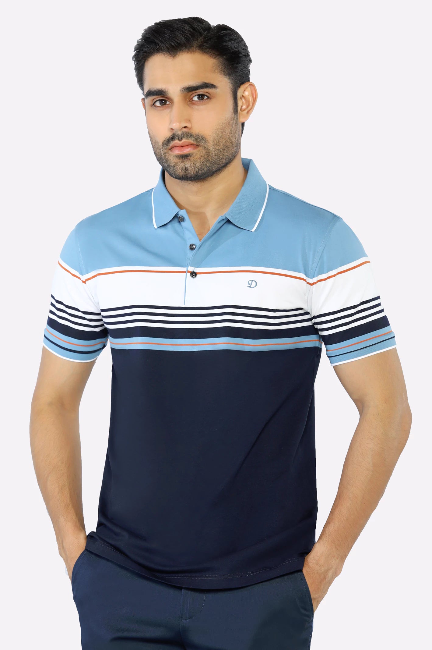 Blue Yarn Dyed Polo