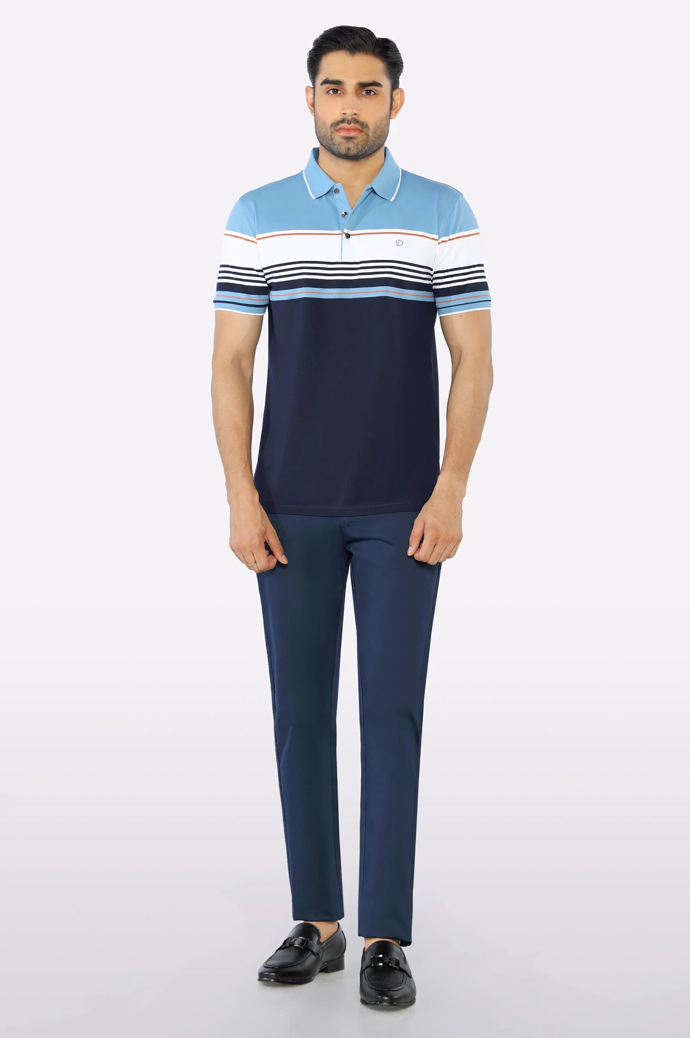 Blue Yarn Dyed Polo - Image 2