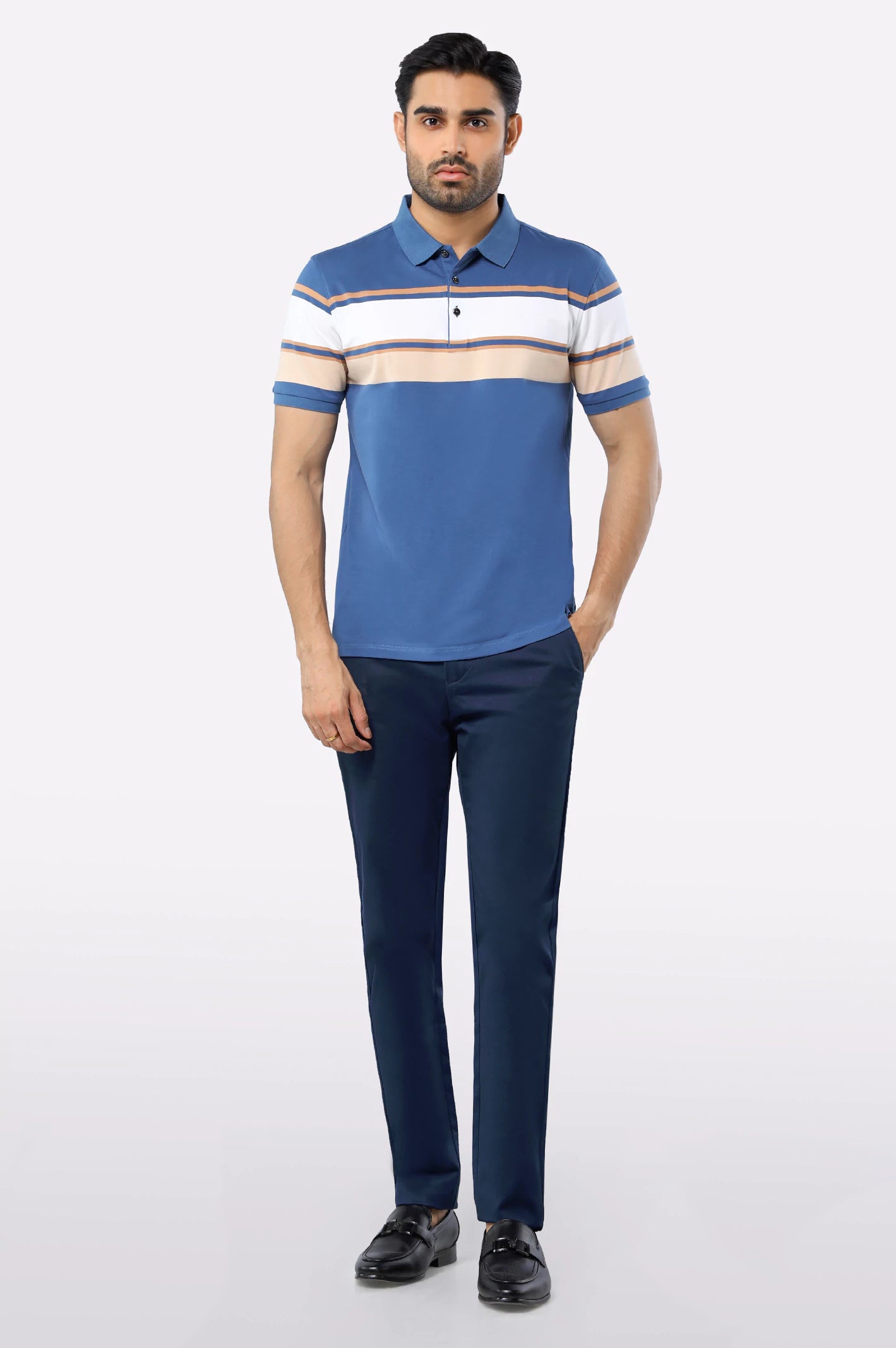 Blue Yarn Dyed Polo - Image 2