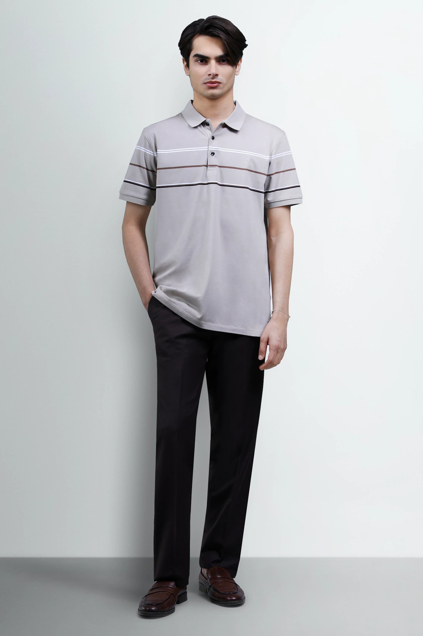 Beige Yarn Dyed Polo - Image 2