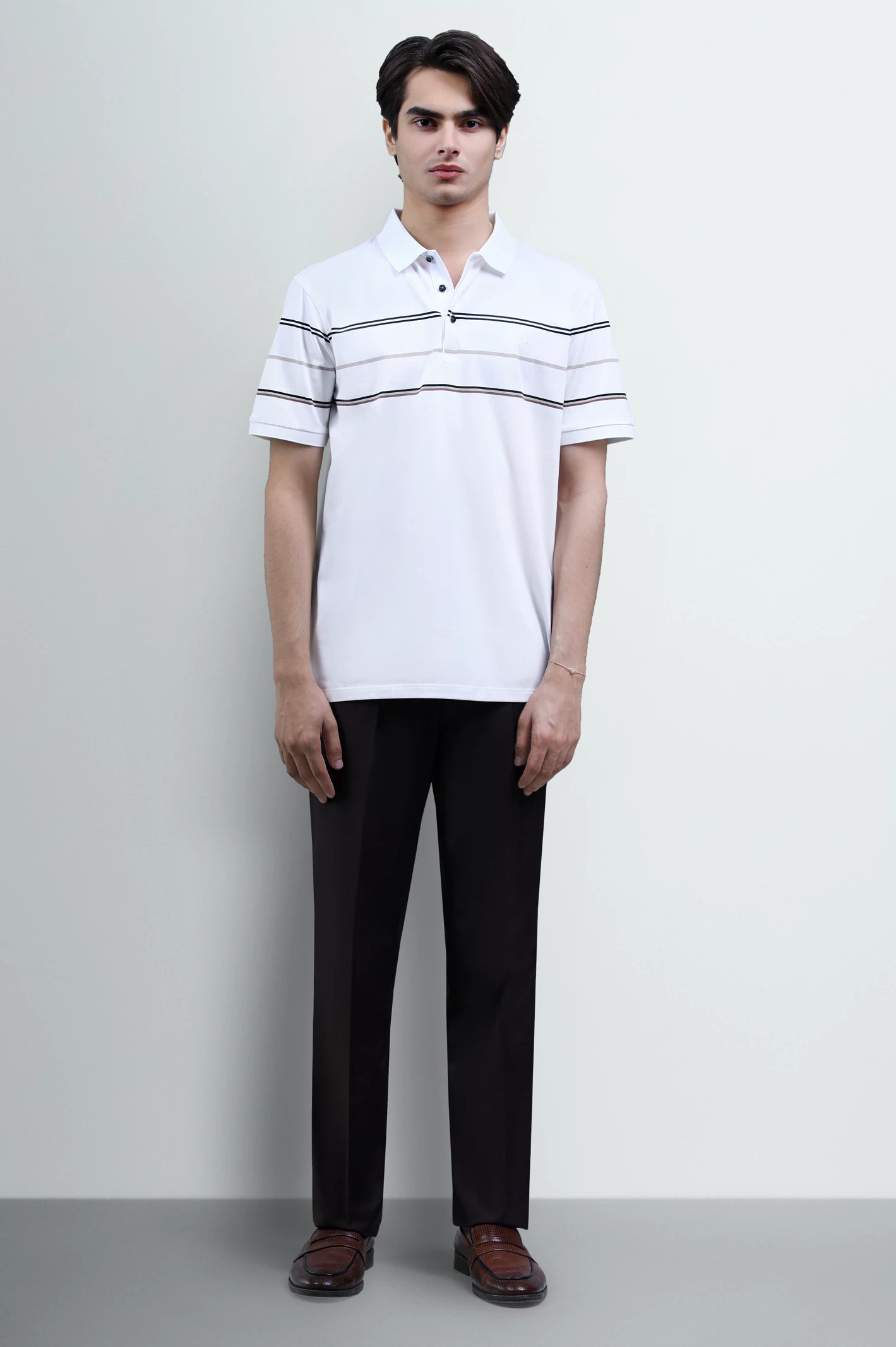 White Yarn Dyed Polo - Image 2