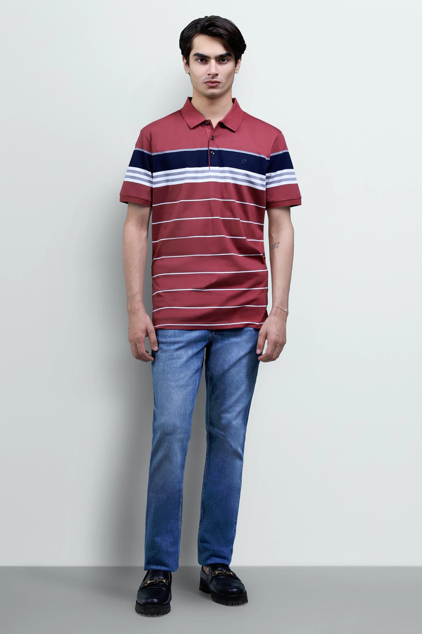 Maroon Yarn Dyed Polo - Image 2
