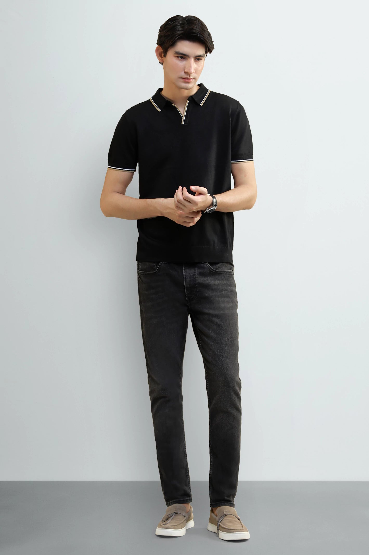 Black Tipping Collar Polo - Image 2