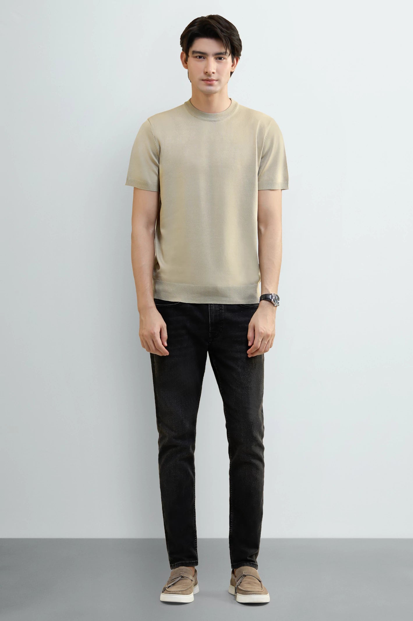 Beige Crew Neck T-Shirt - Image 2
