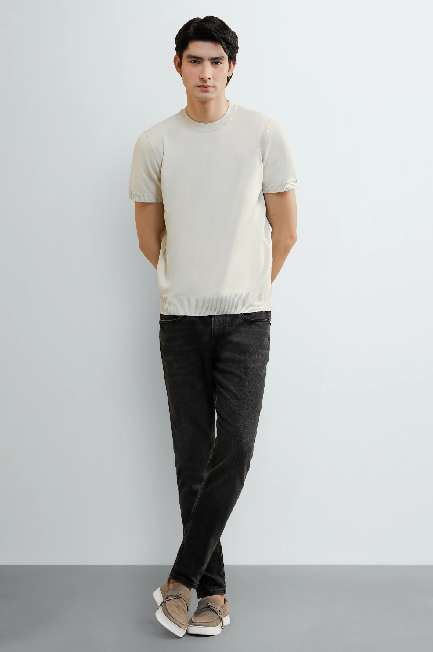 Cream Crew Neck T-Shirt - Image 2