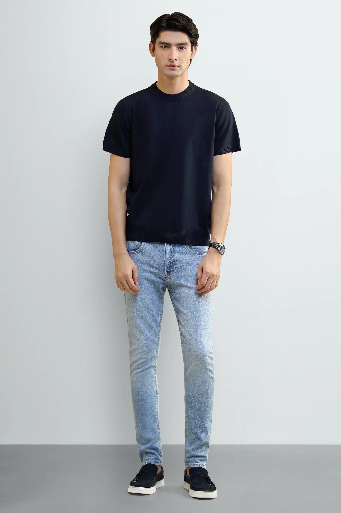 Navy Blue Crew Neck T-Shirt - Image 2
