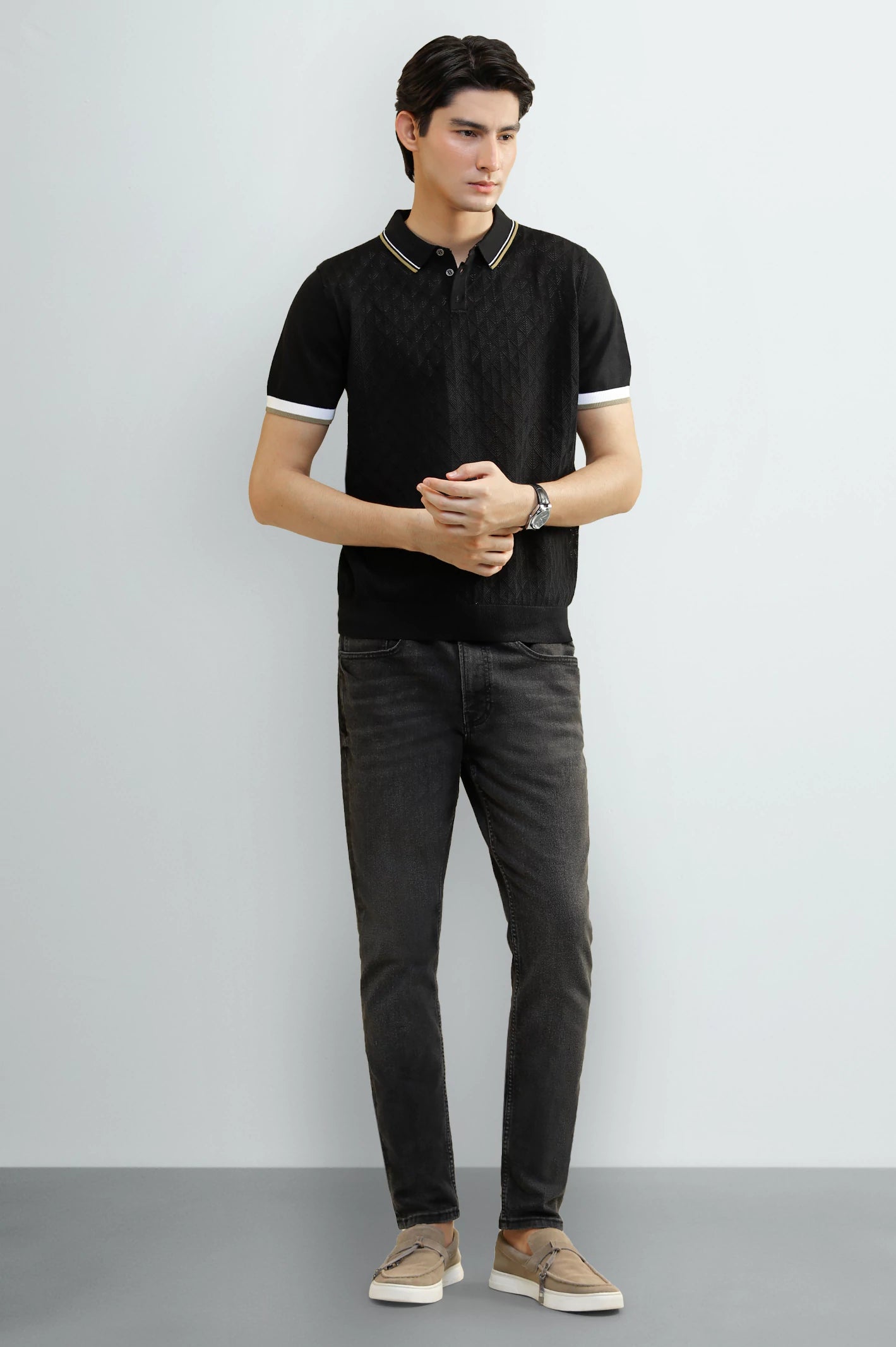 Black Tipping Collar Polo - Image 2