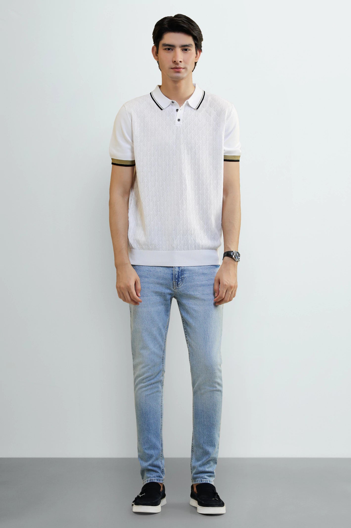 White Tipping Collar Polo - Image 2