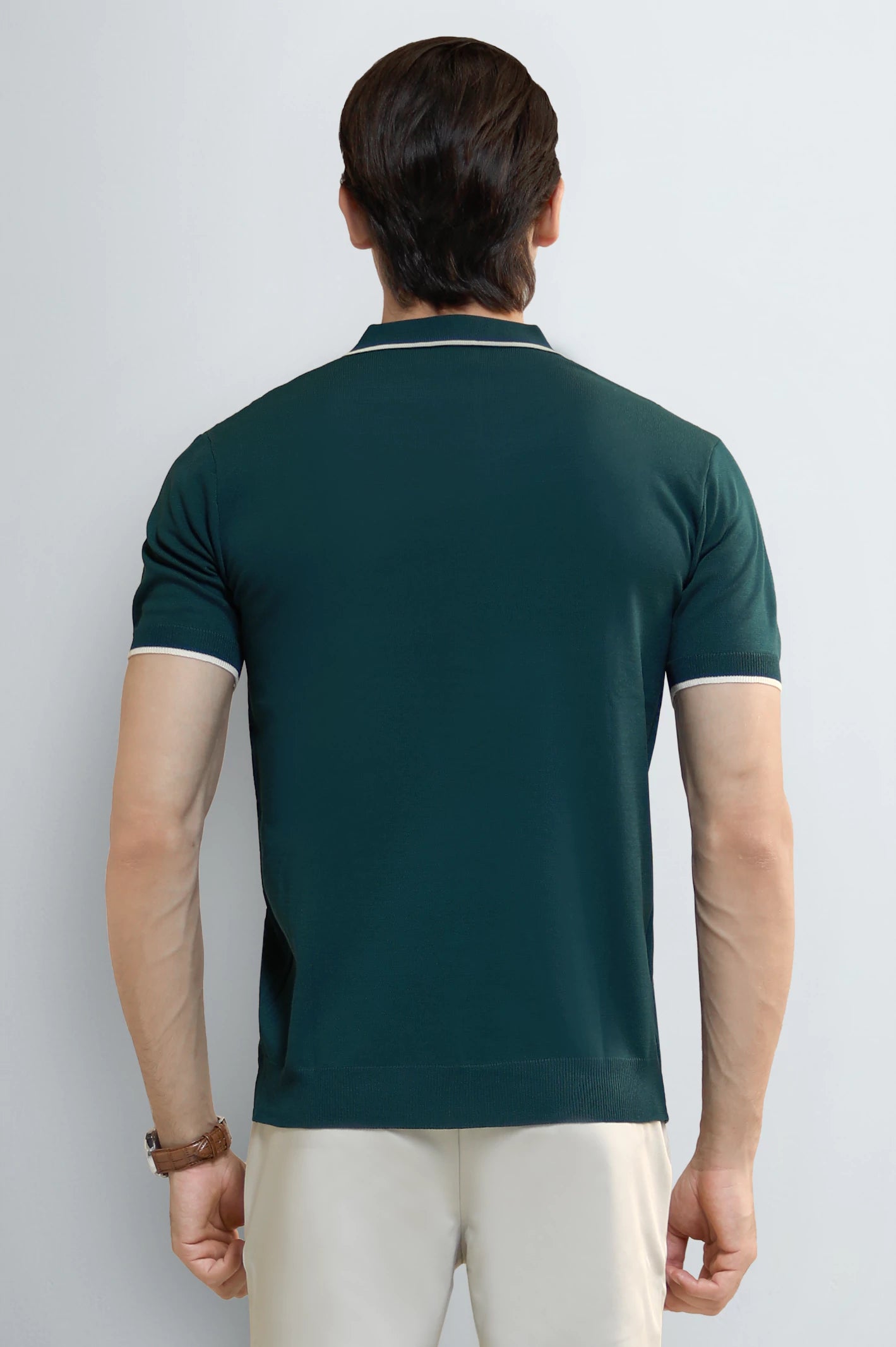 Green Jacquard Collar Polo - Image 3