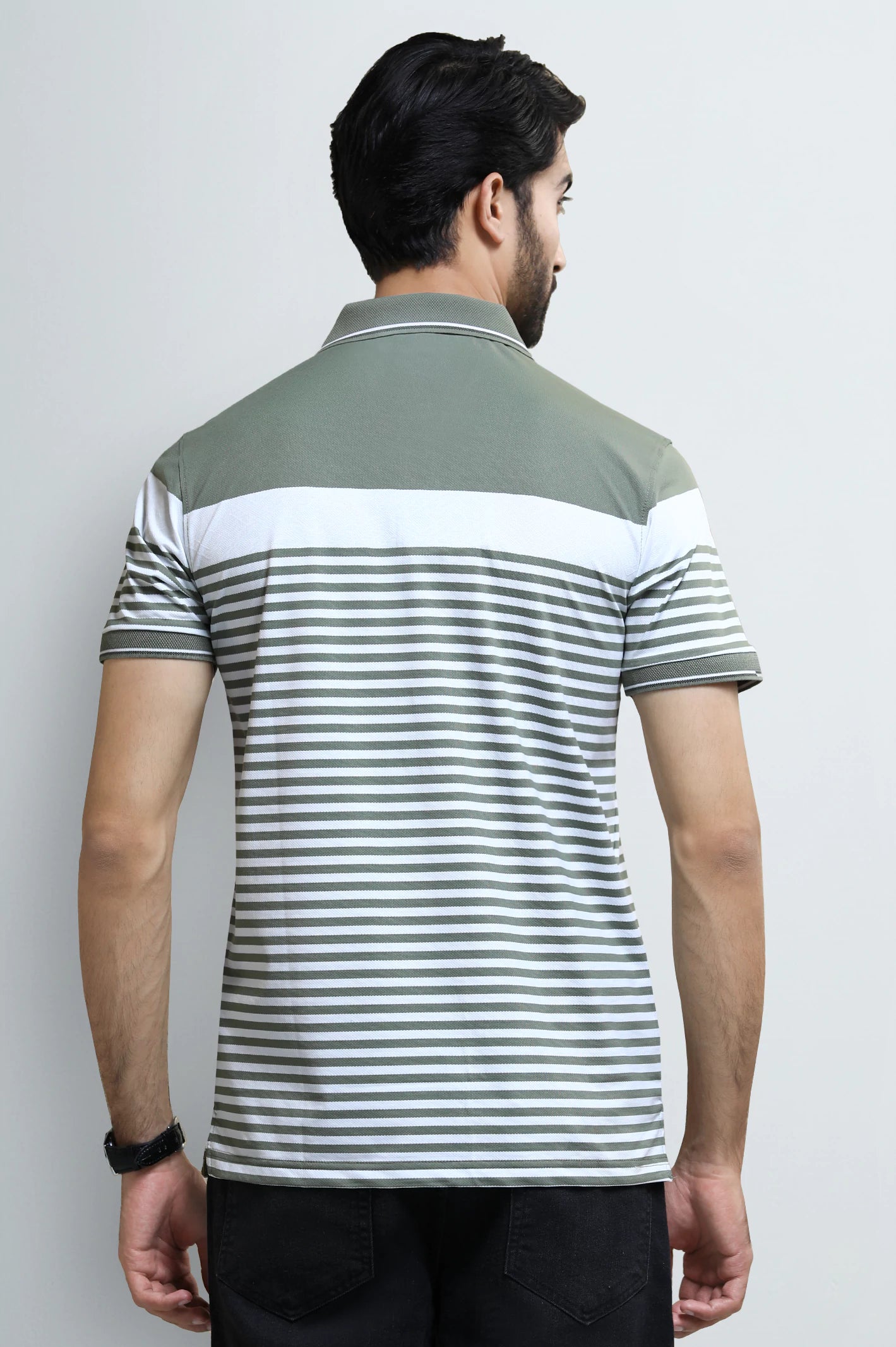 Green Jacquard Collar Polo - Image 4