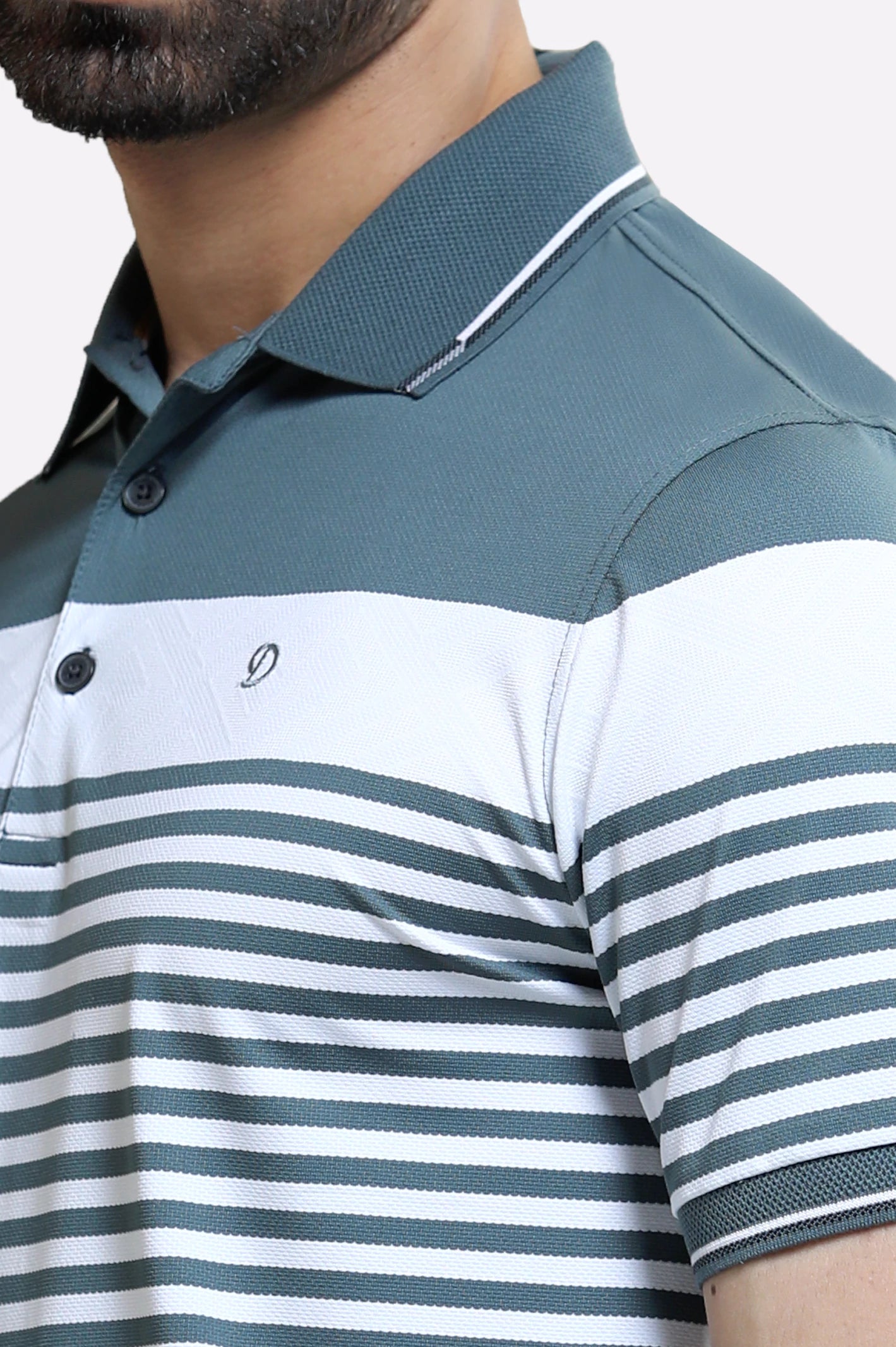 Grey Jacquard Collar Polo - Image 3