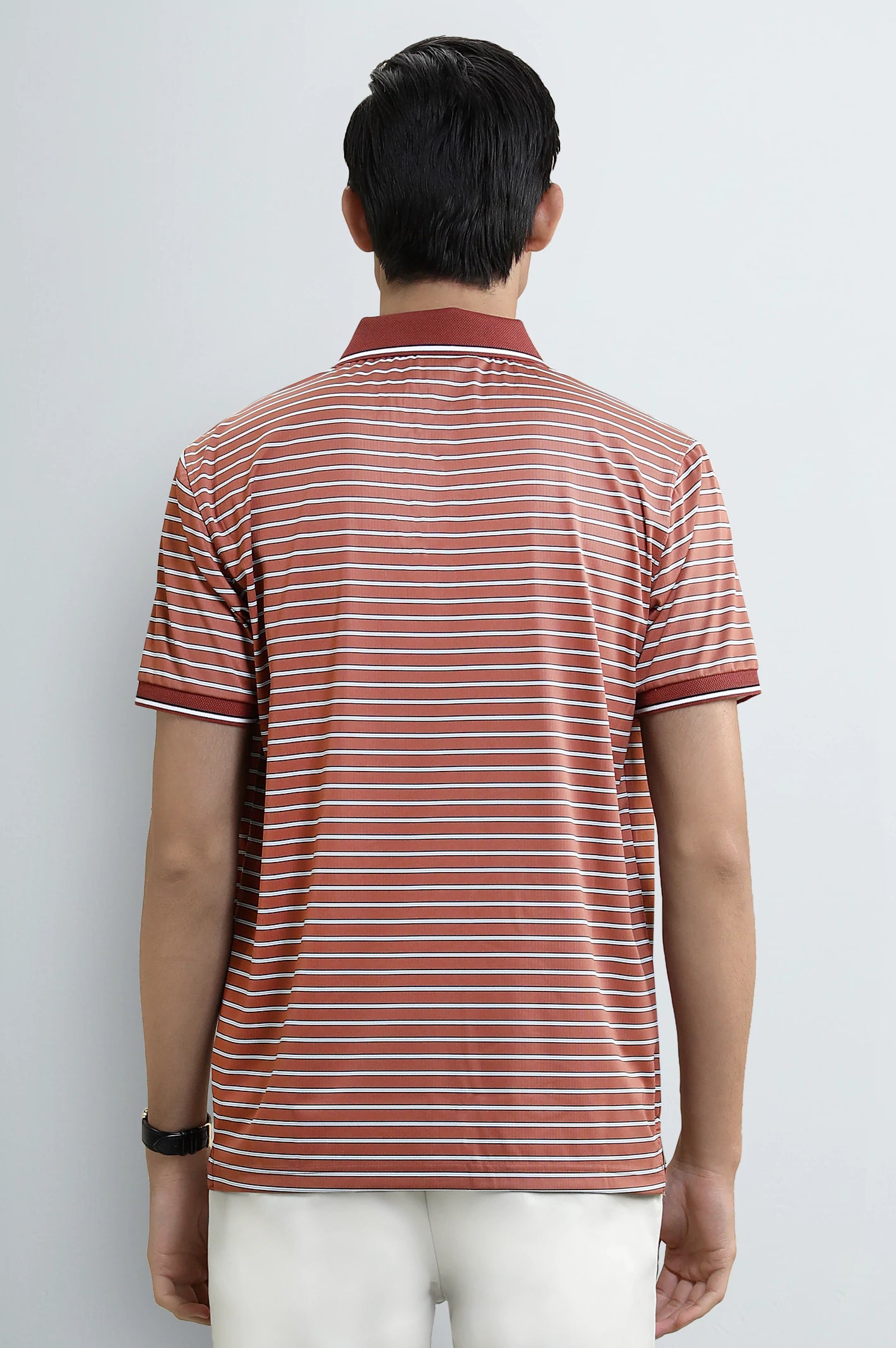Red Yarn-Dyed Striped Polo - Image 3