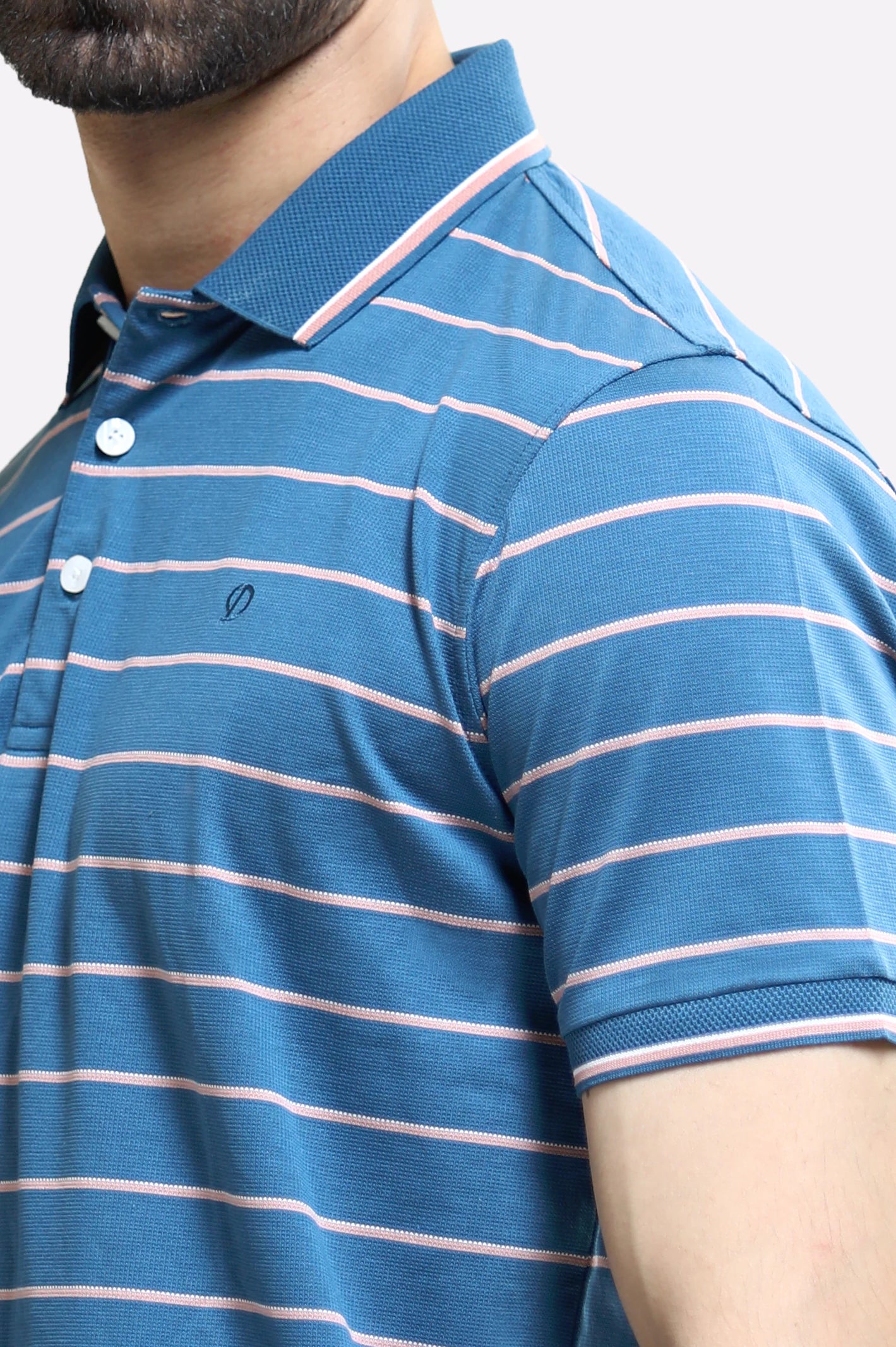 Dark Blue Striped Polo - Image 3