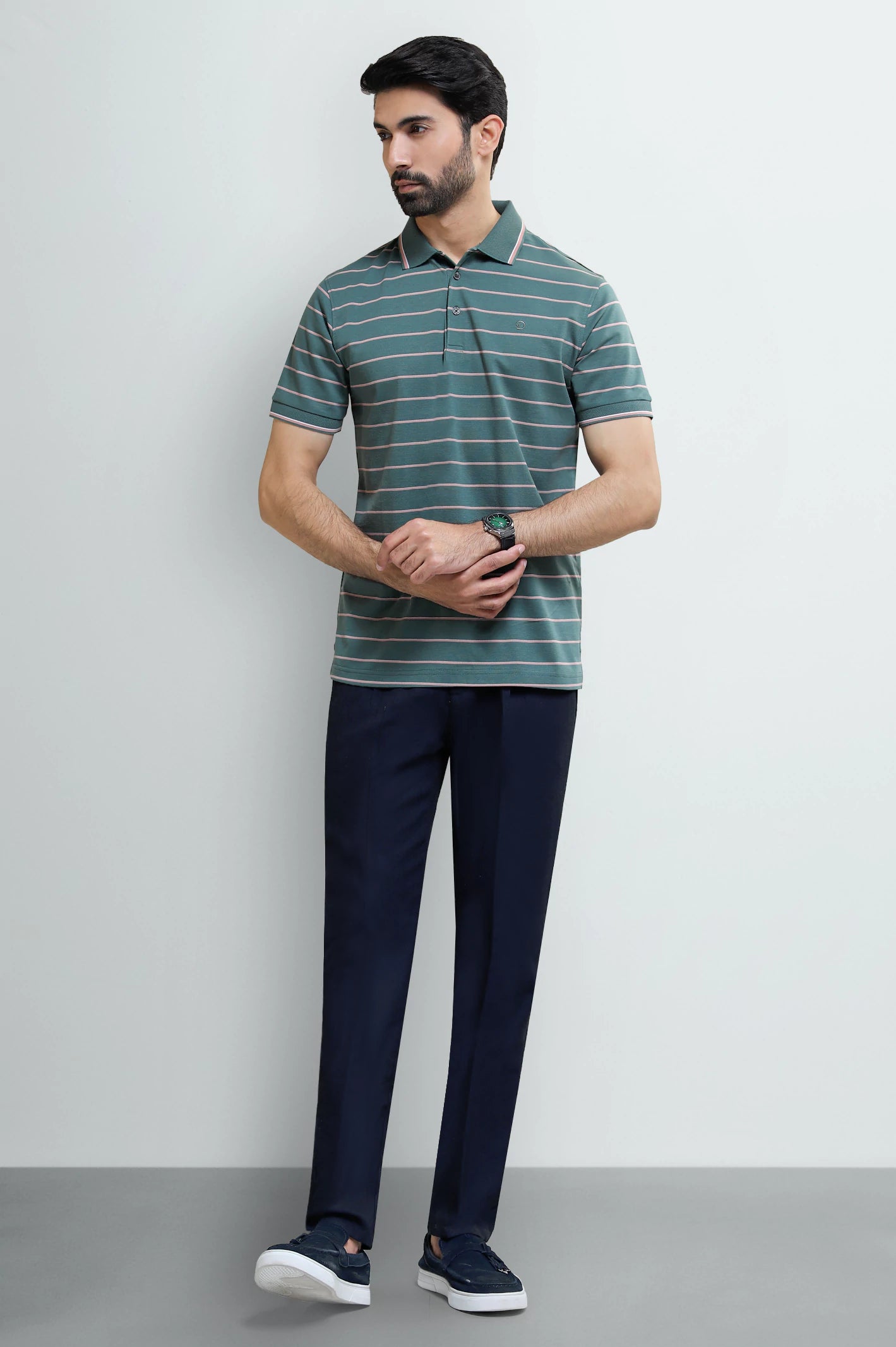 Green Striped Polo - Image 2