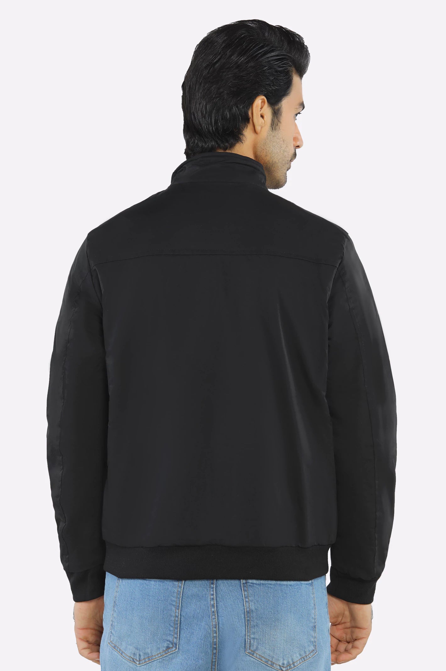 Men’s Stand Collar Multi-Pockets Black Jacket - Image 3