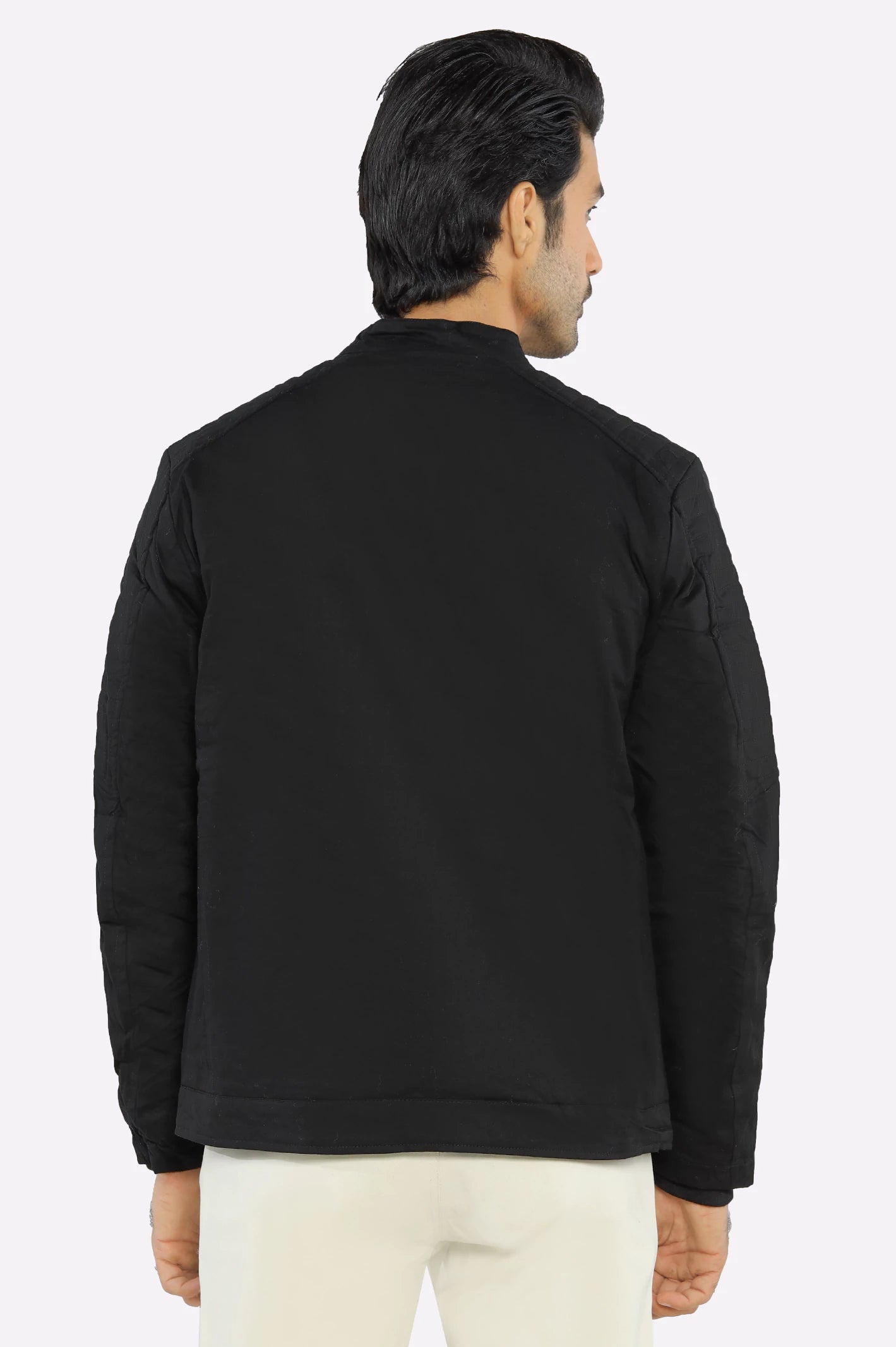Men’s Cafe Racer Cotton Black Jacket - Image 3
