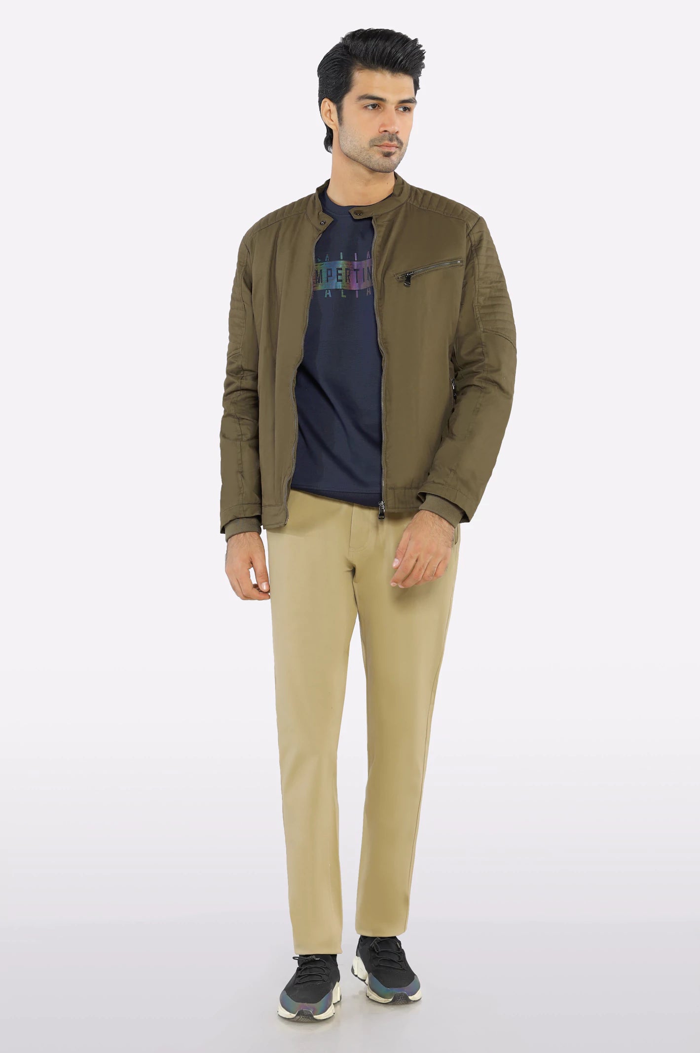 Men’s Cafe Racer Cotton Brown Jacket - Image 2