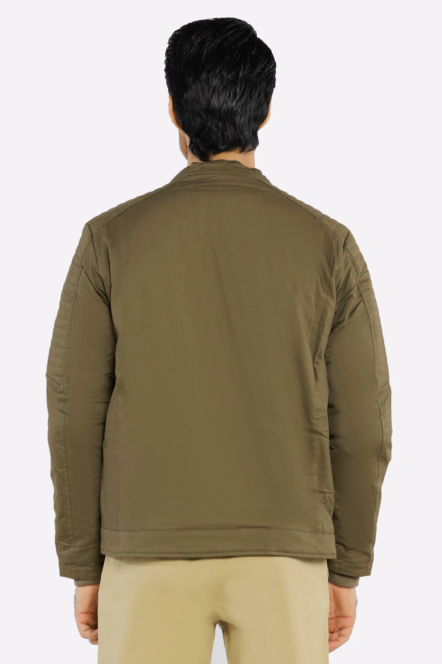 Men’s Cafe Racer Cotton Brown Jacket - Image 3