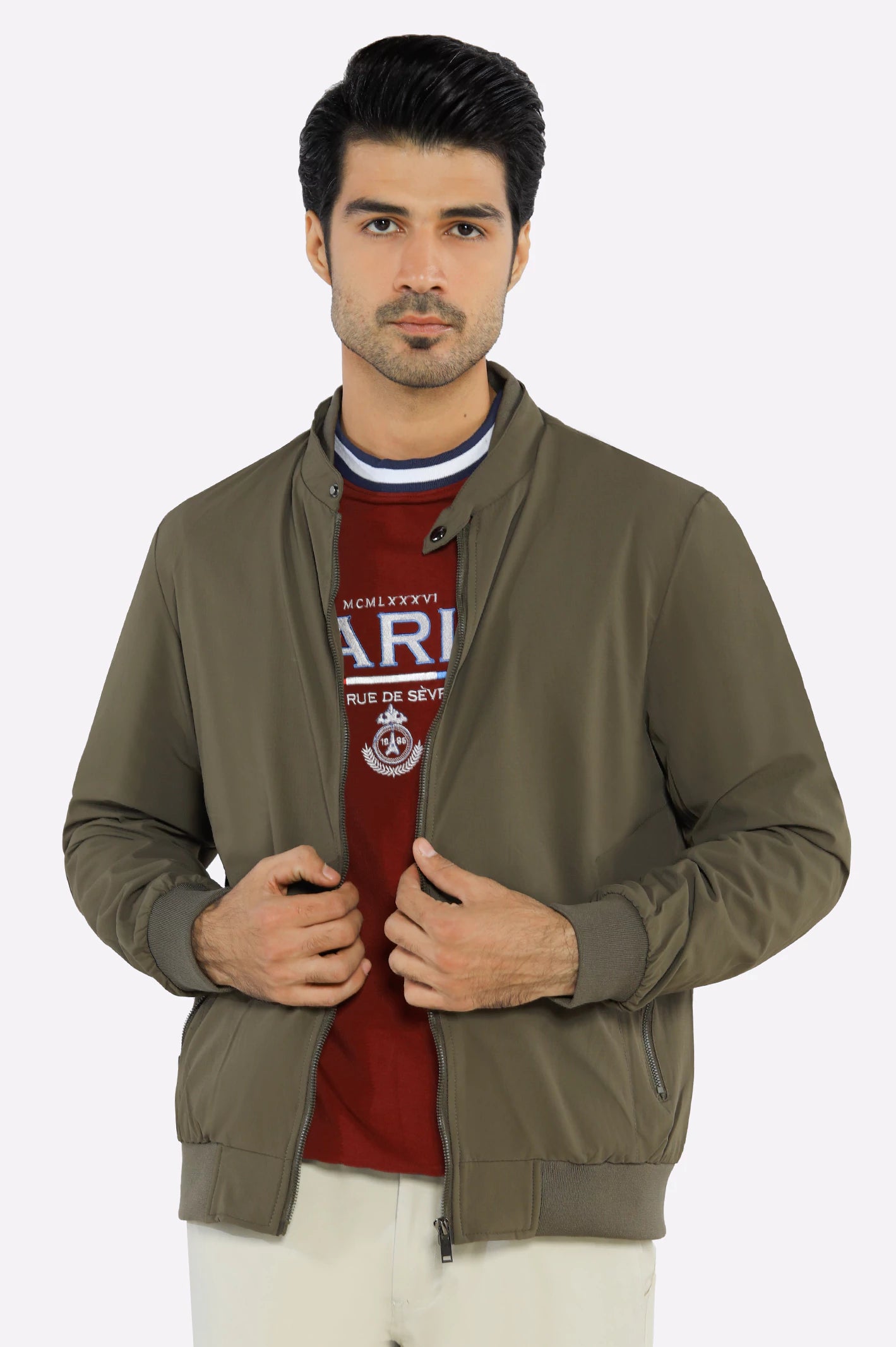 Men's Lightweight Stretchable Olive Jacket