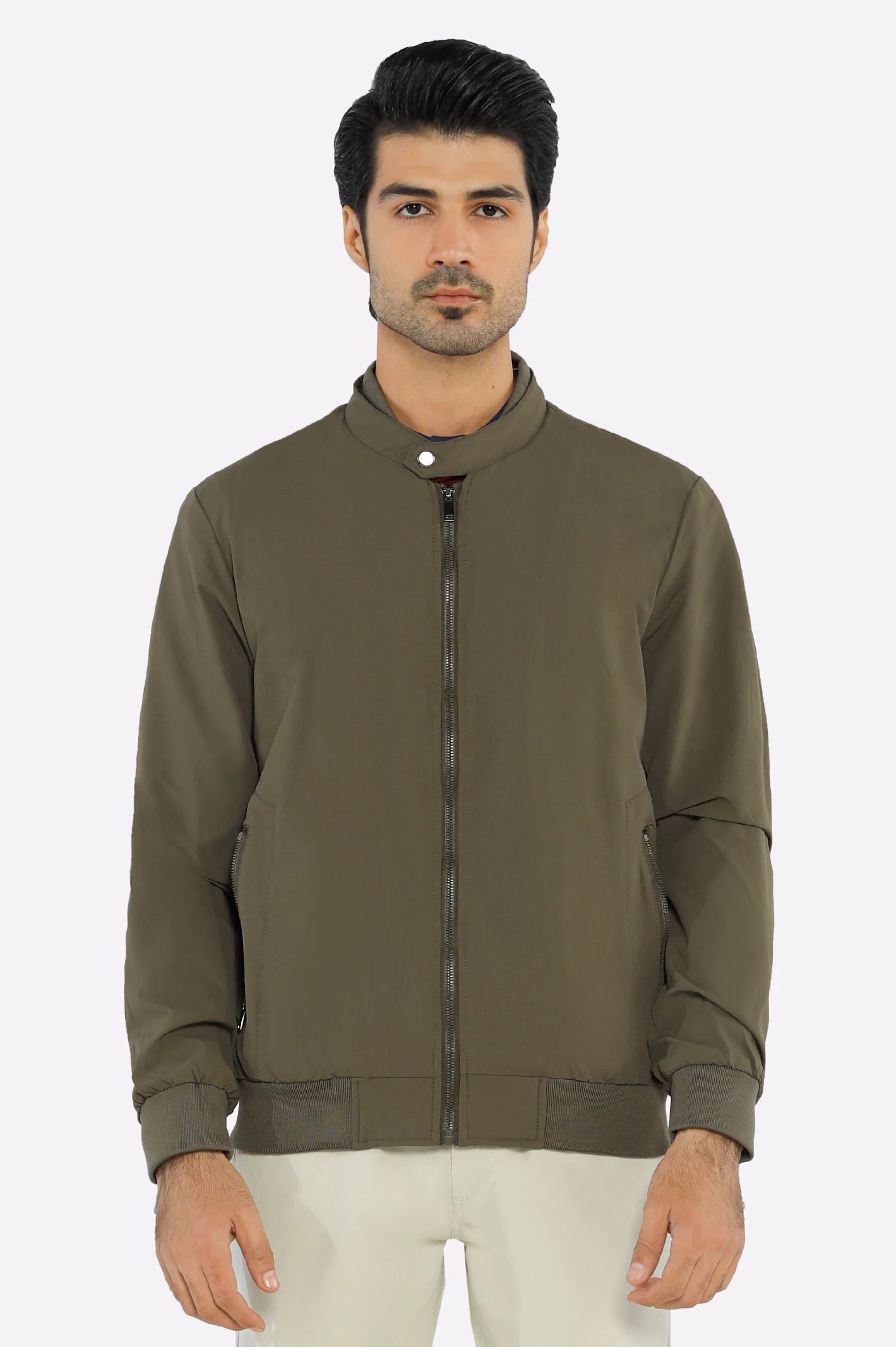 Men's Lightweight Stretchable Olive Jacket - Image 3
