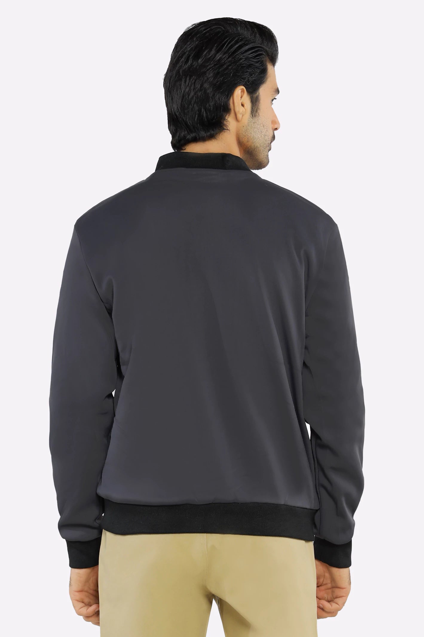 Men's Dark Grey Bomber Jacket - Image 3