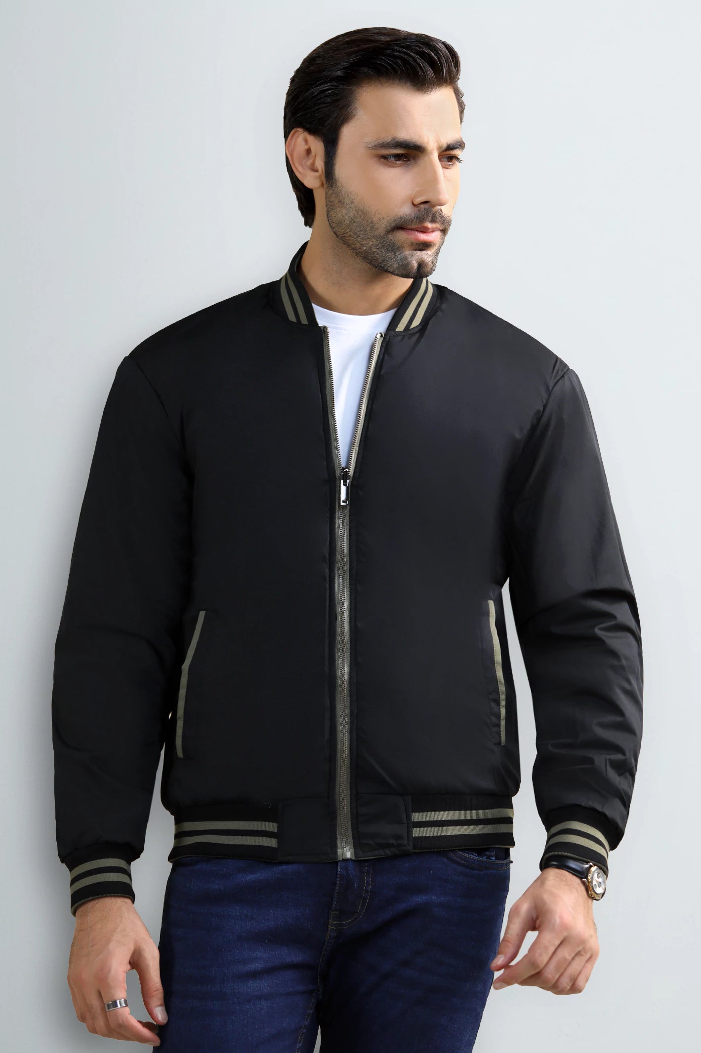 Olive & Black Reversible Men's Jacket - Image 3