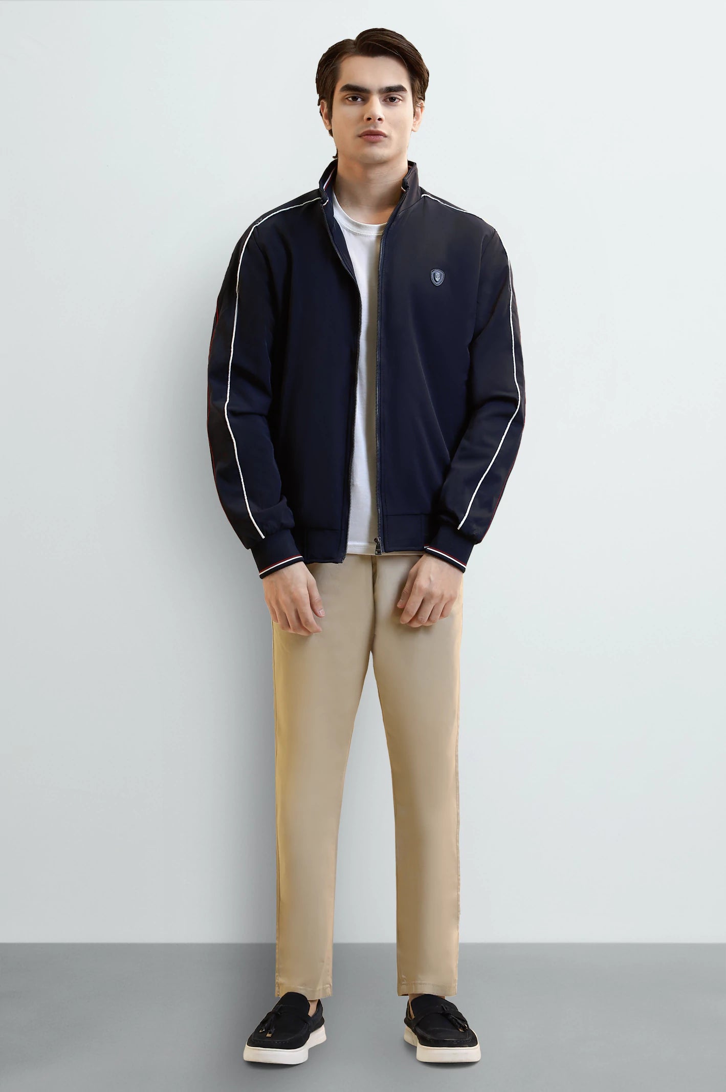 Men's Navy Casual Zip-Up Jacket - Image 2