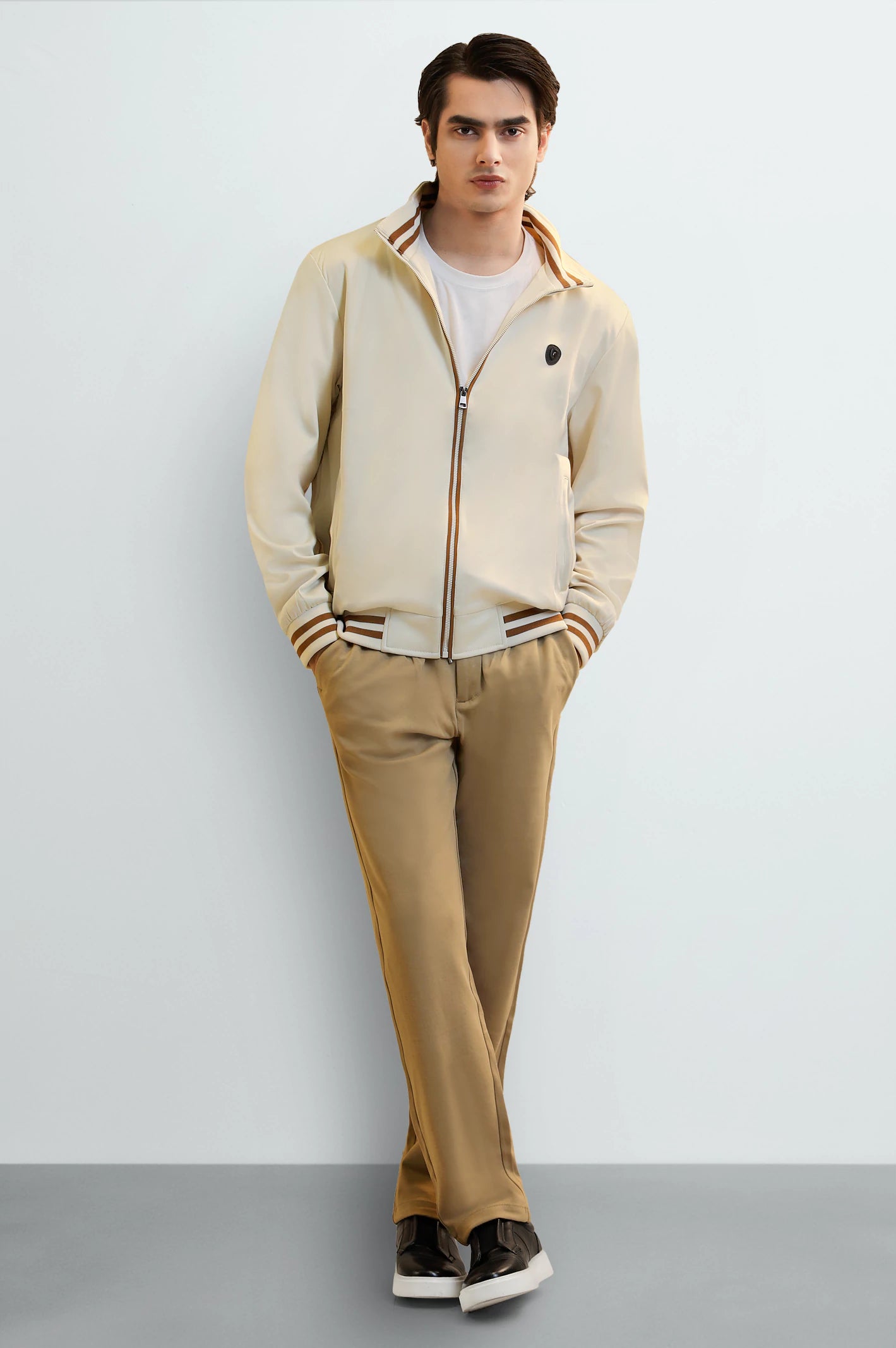 Men's Cream Bomber Jacket - Image 2