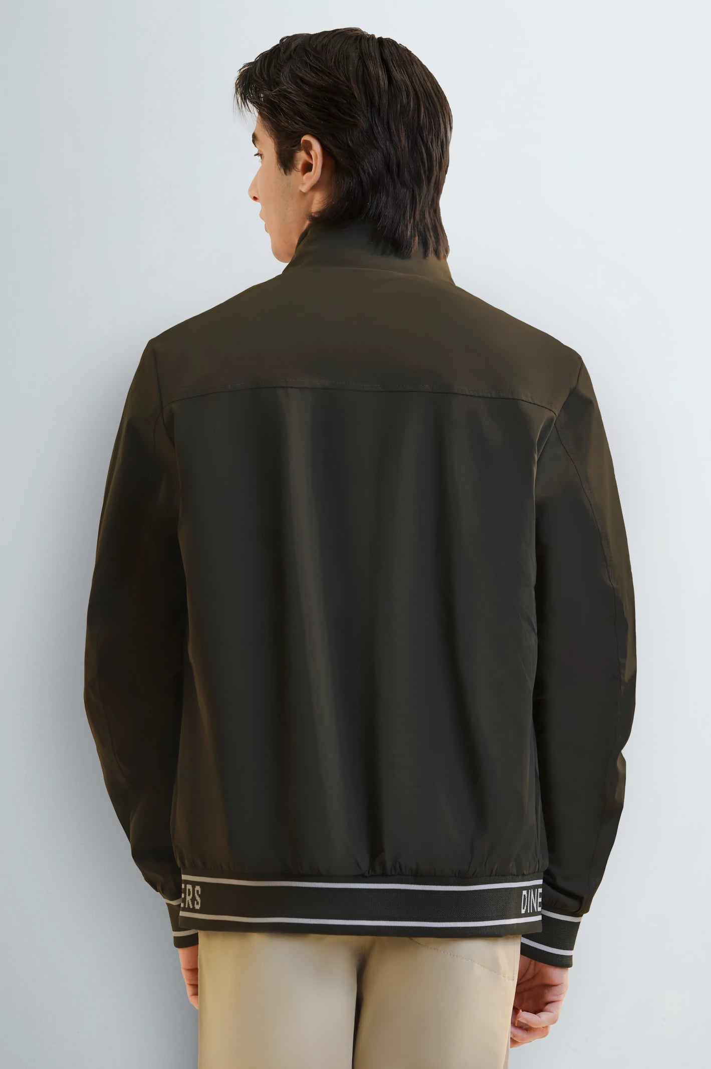 Olive Bomber Jacket with Mock Collar - Image 4