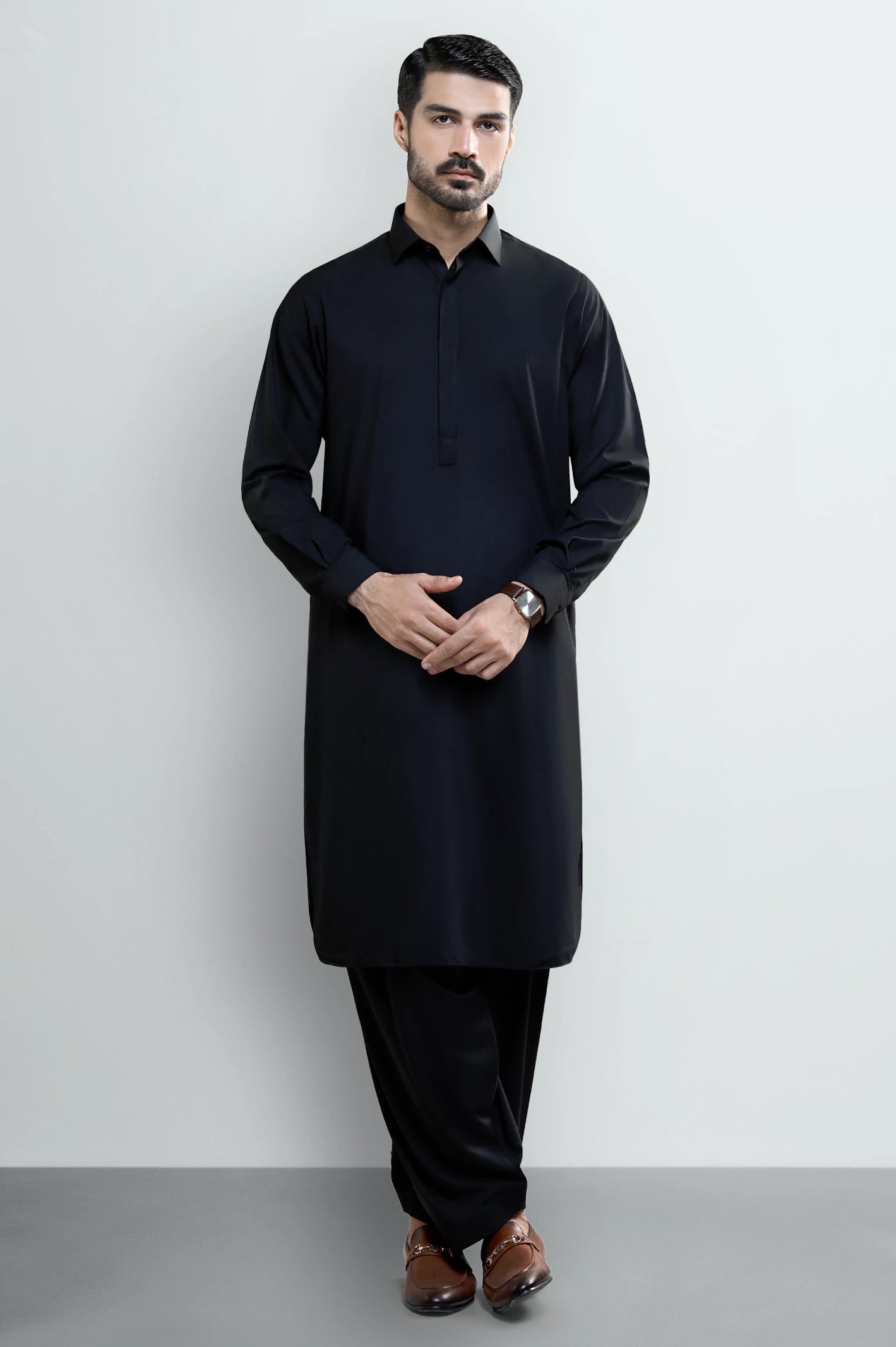 Black Wash & Wear Shalwar Kameez - Image 2