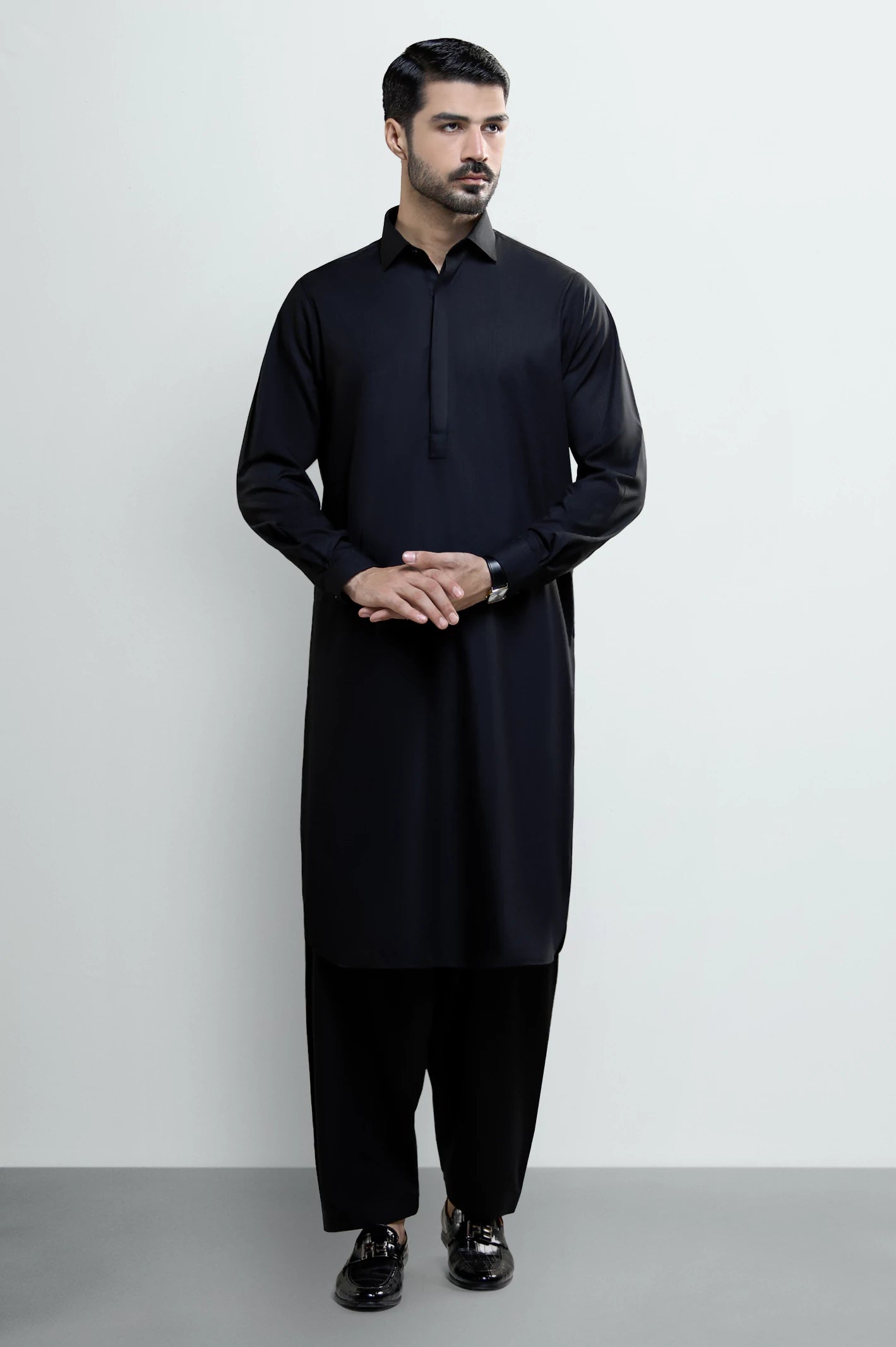 Black Wash & Wear Shalwar Kameez - Image 2